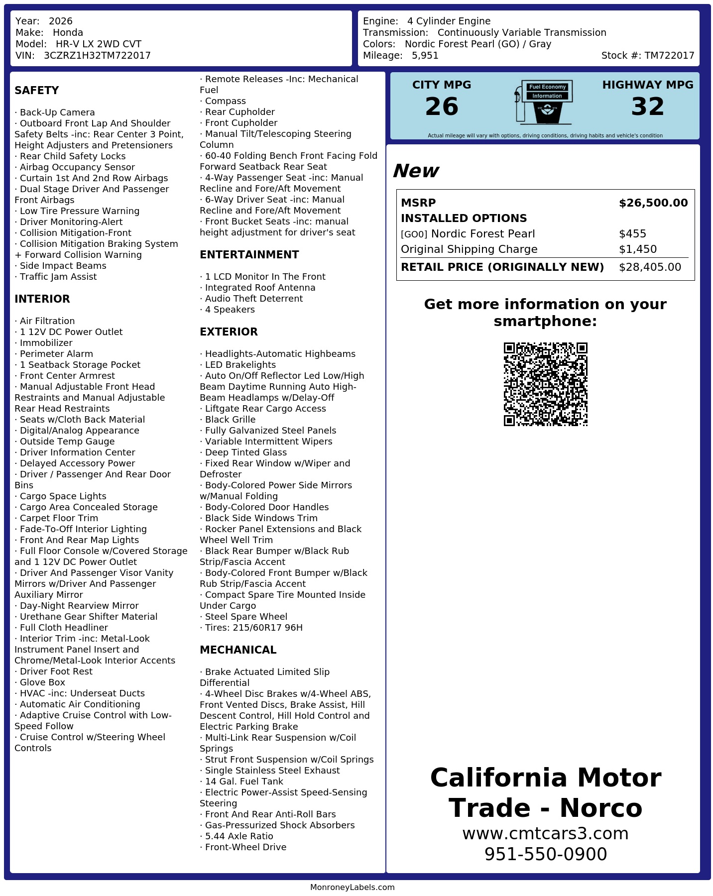 Monroney Label