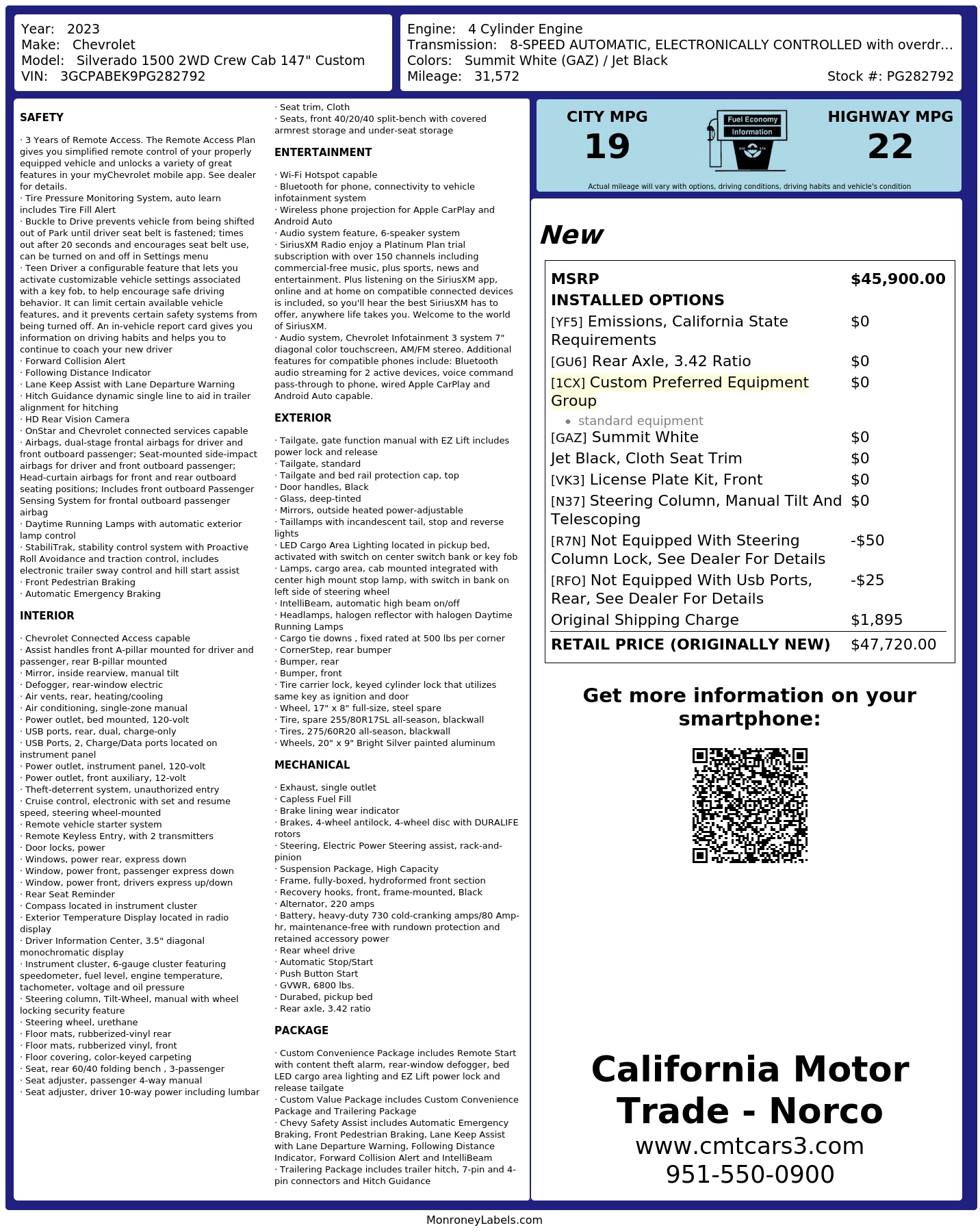 Monroney Label