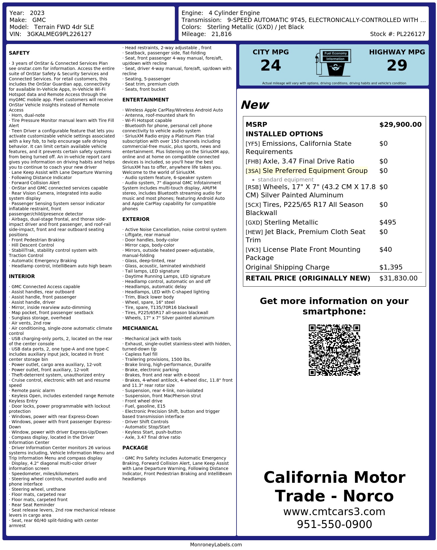 Monroney Label