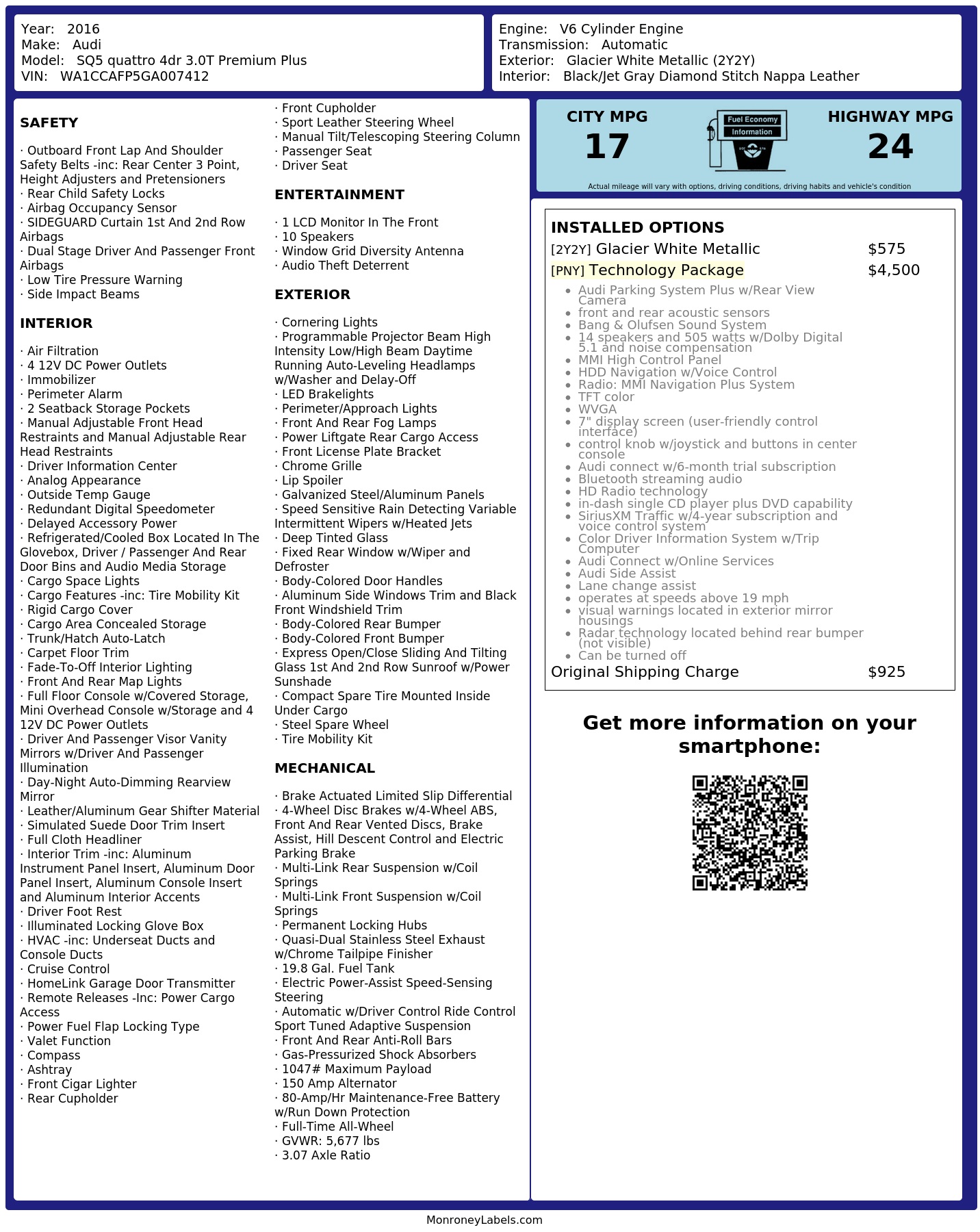Monroney Label