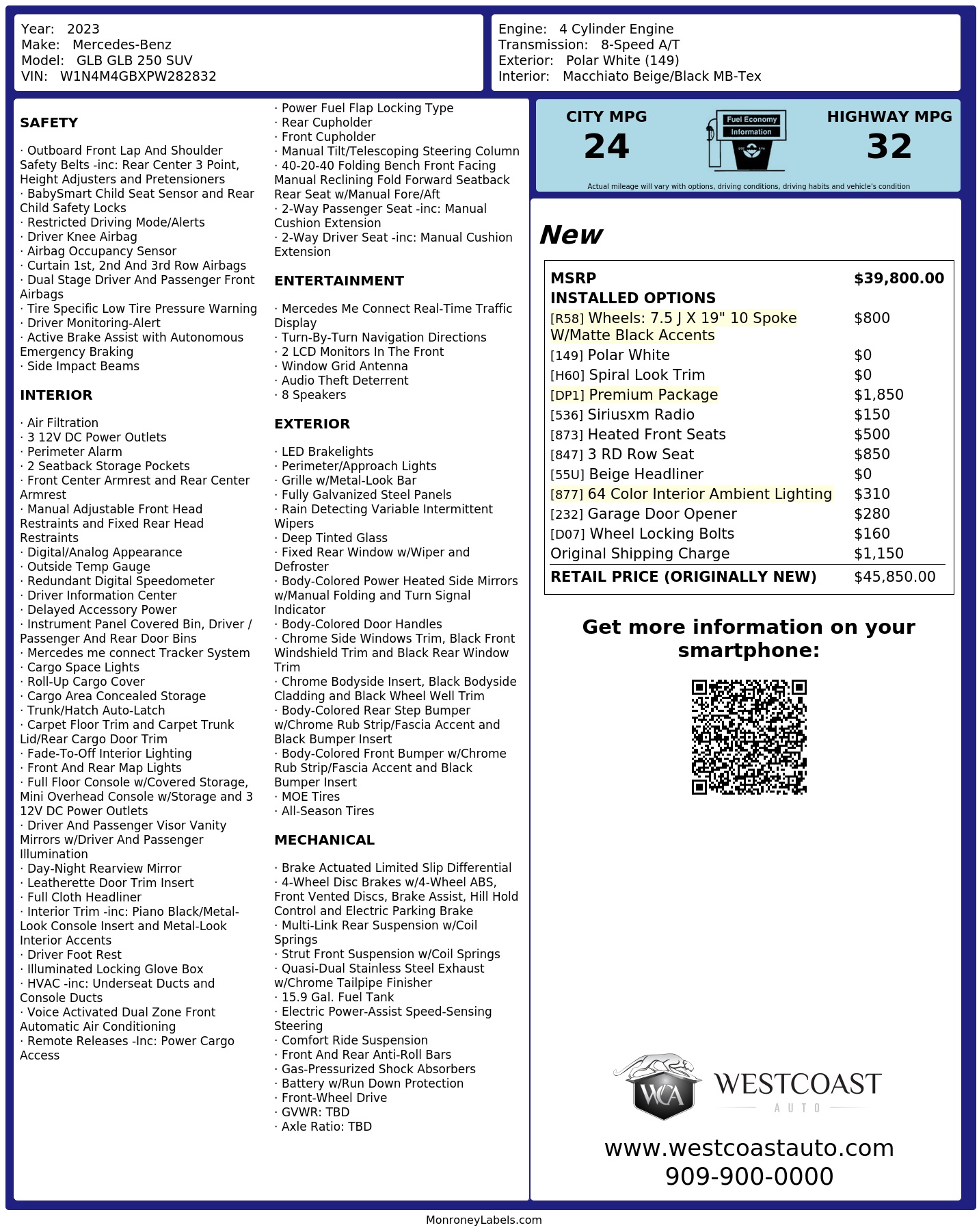 Monroney Label