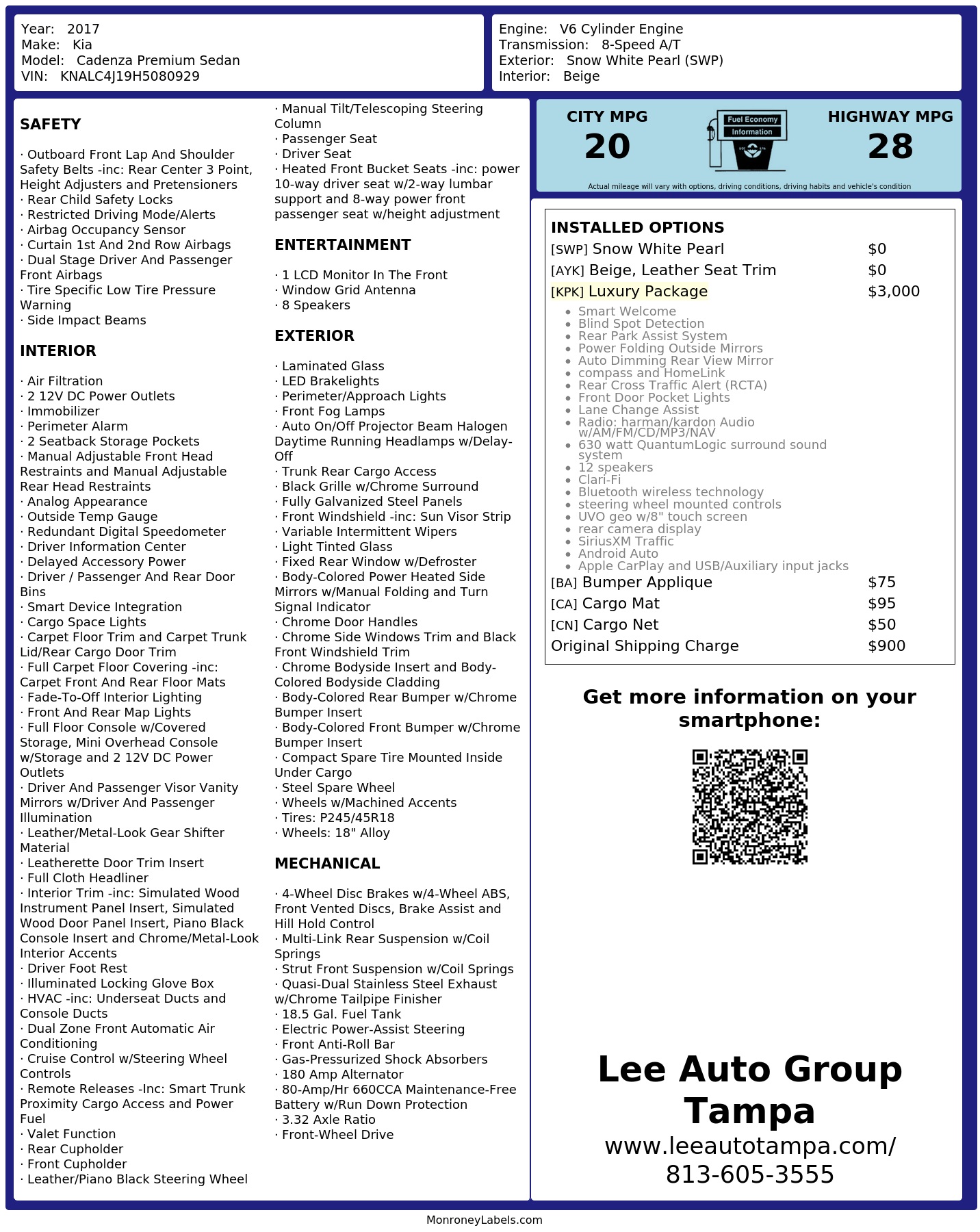 Monroney Label