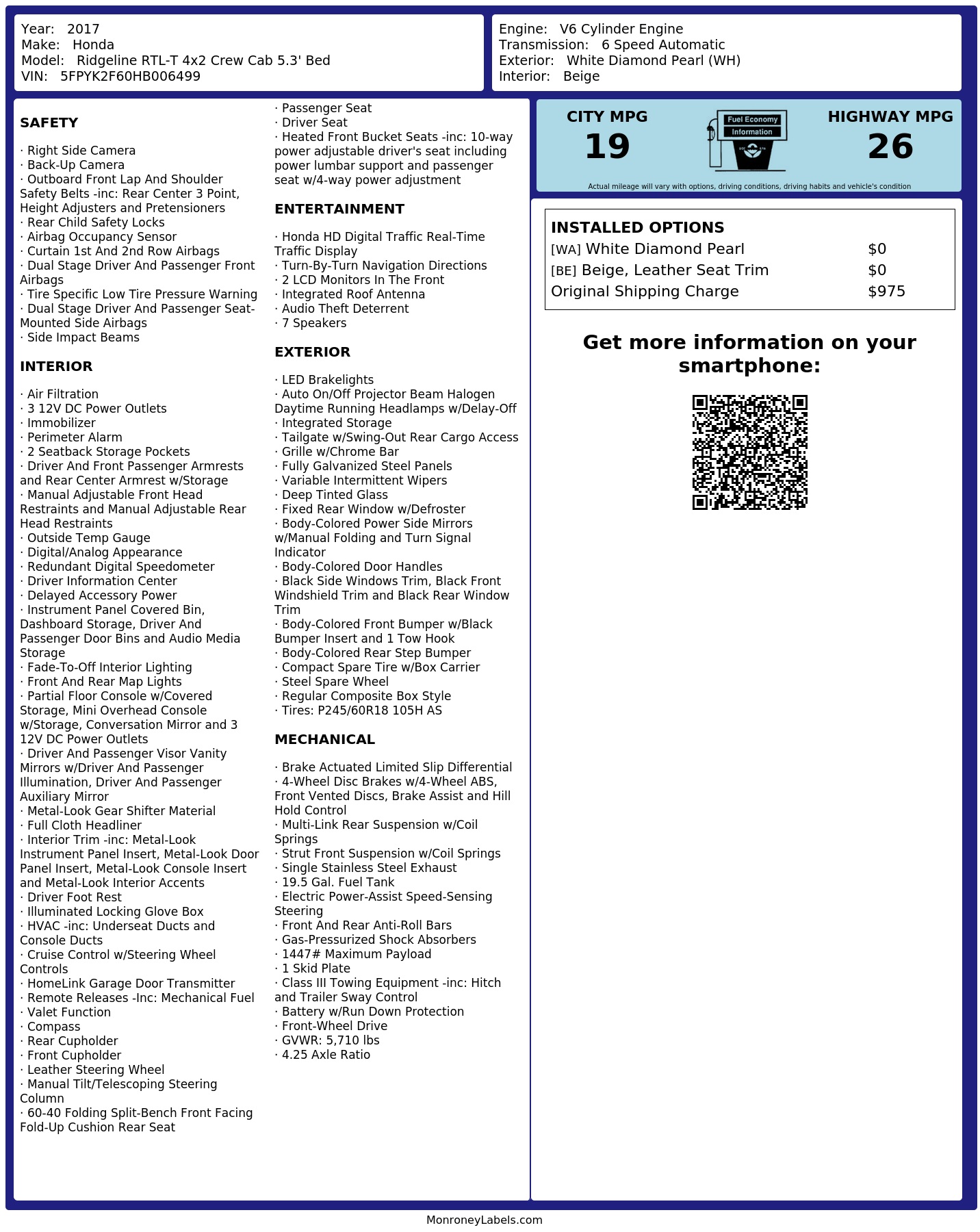 Monroney Label