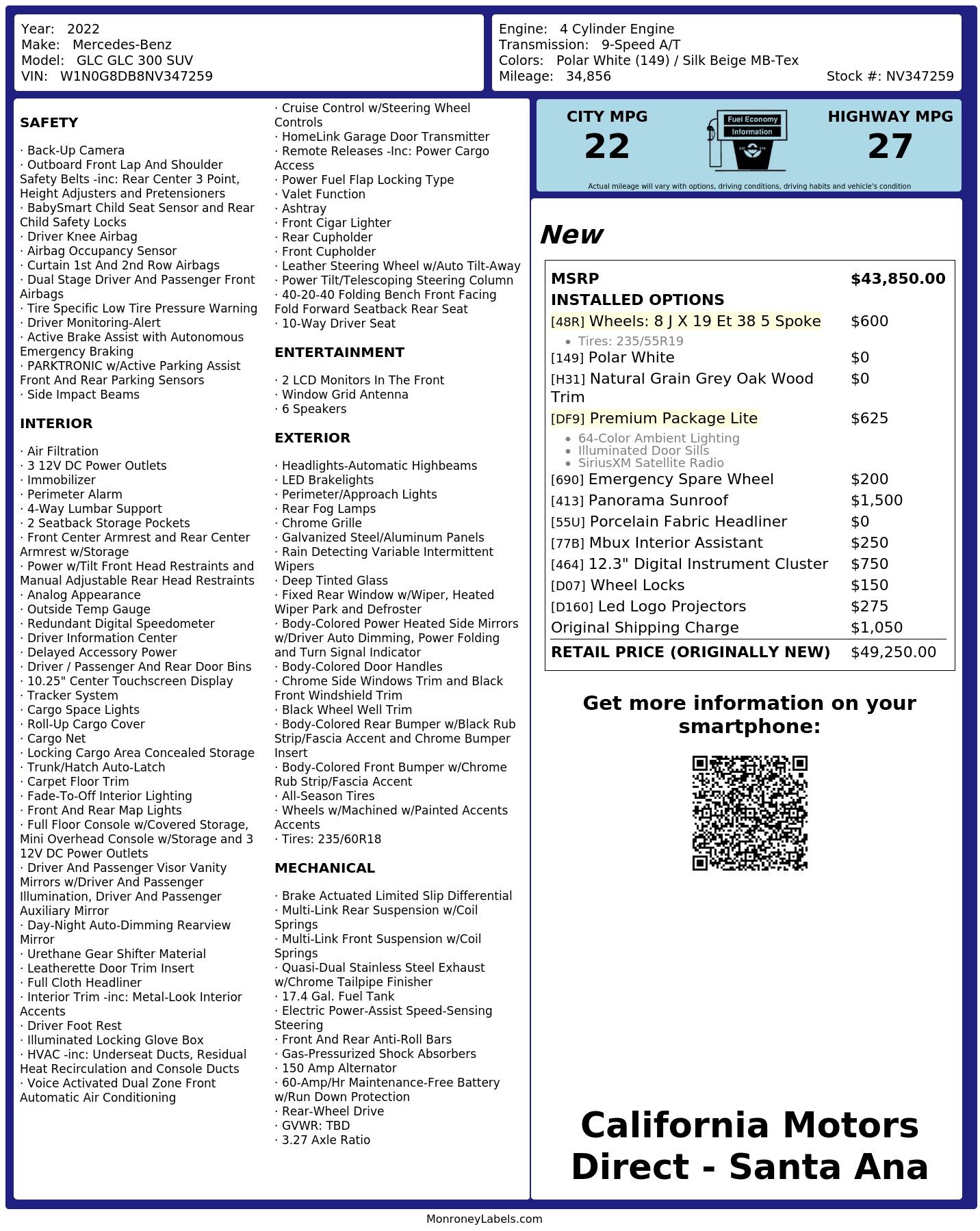 Monroney Label