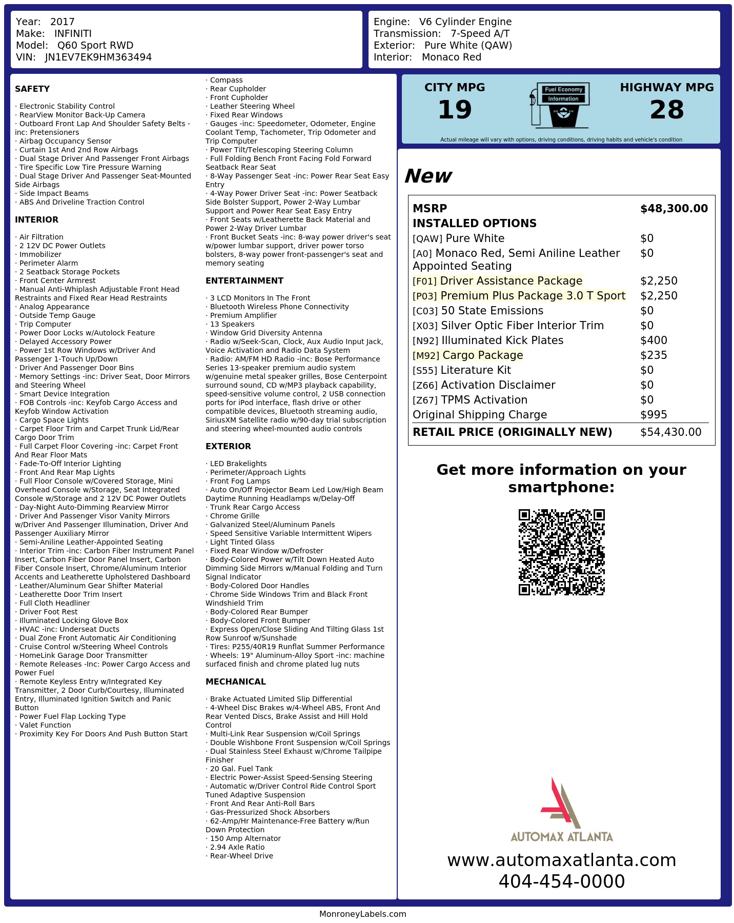 Monroney Label