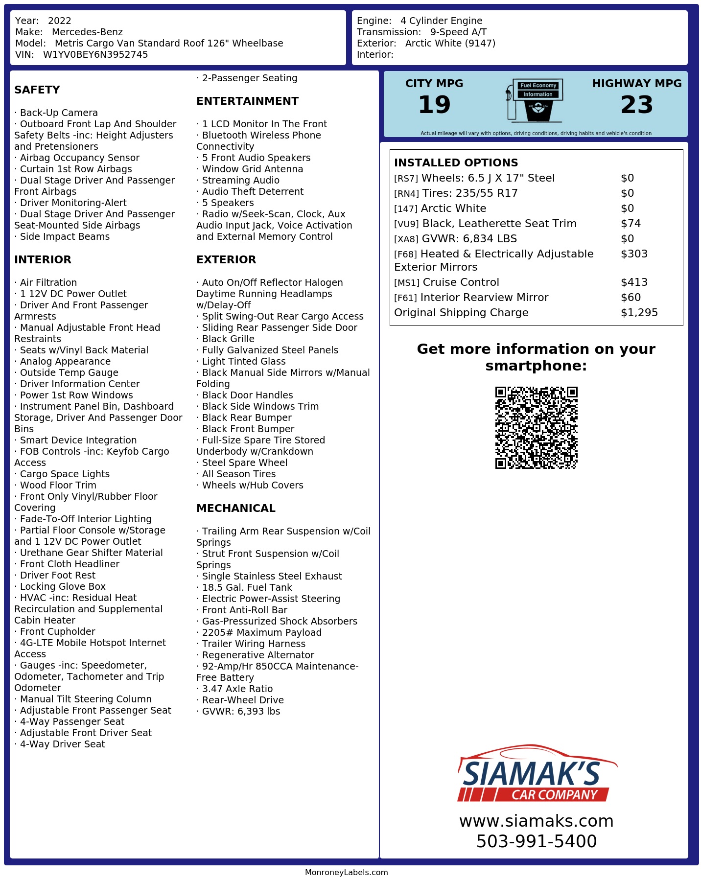 Monroney Label