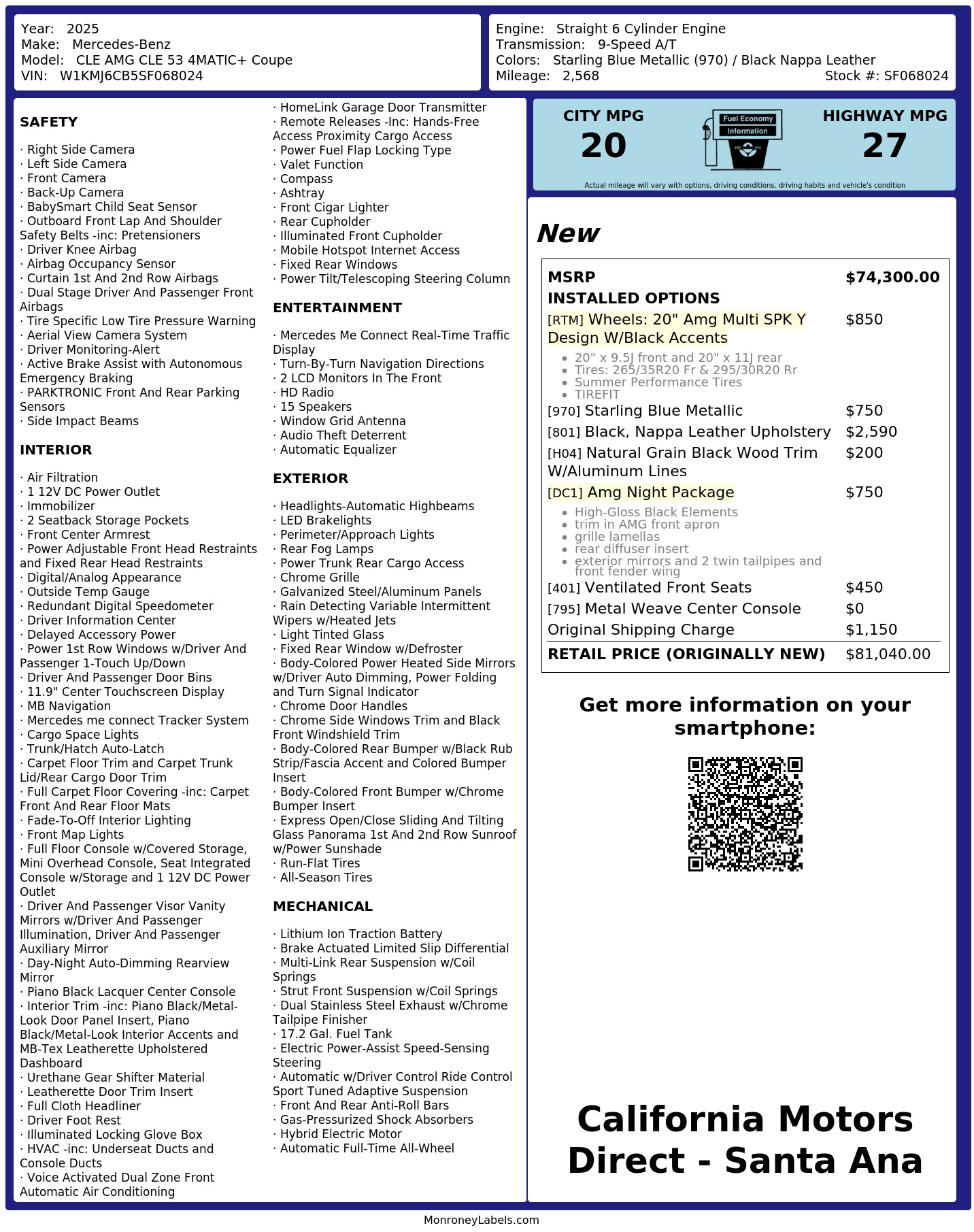 Monroney Label