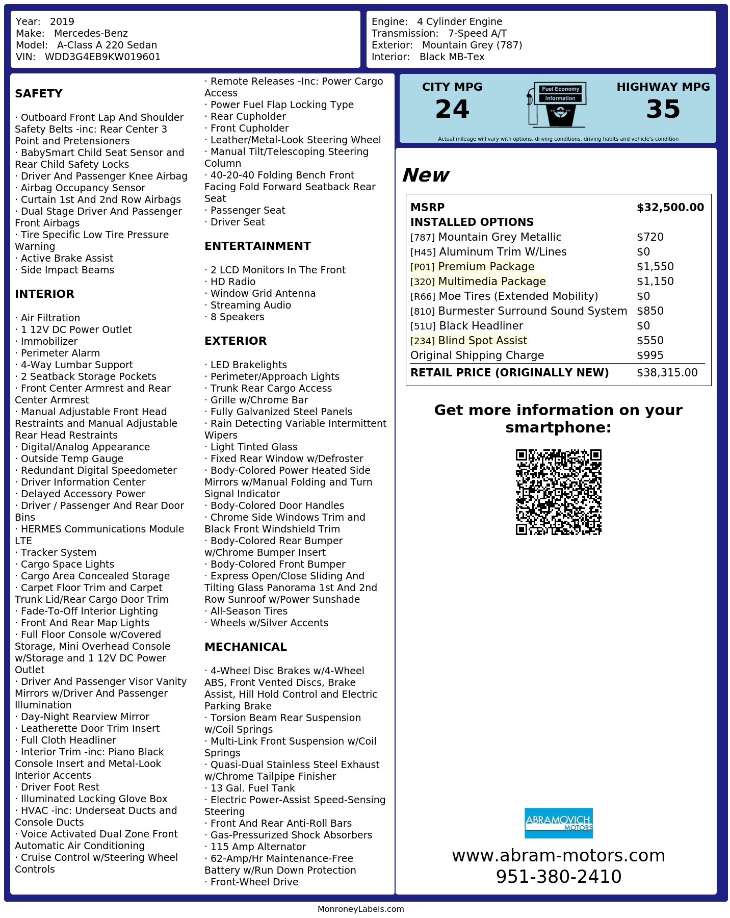 Monroney Label