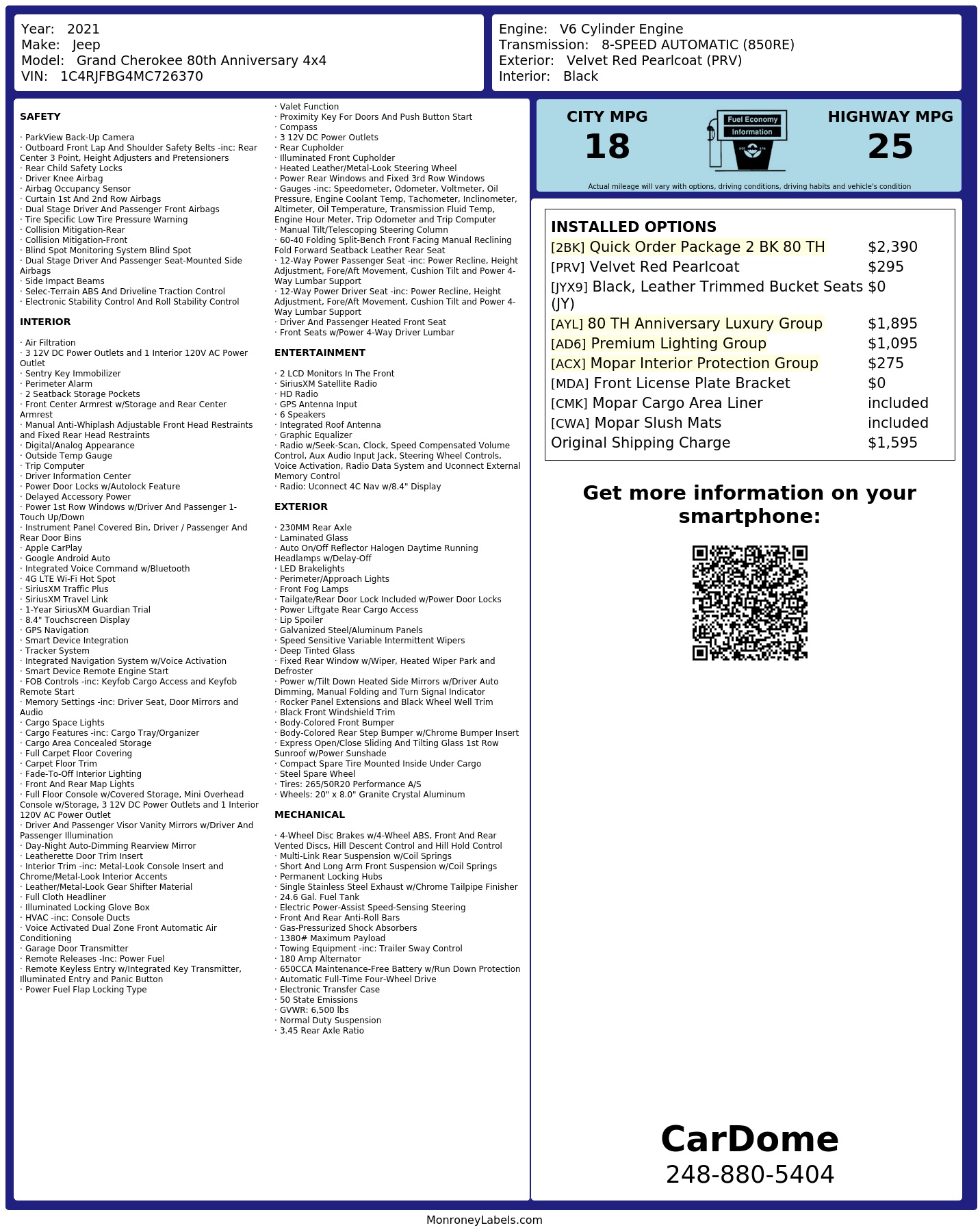 Monroney Label