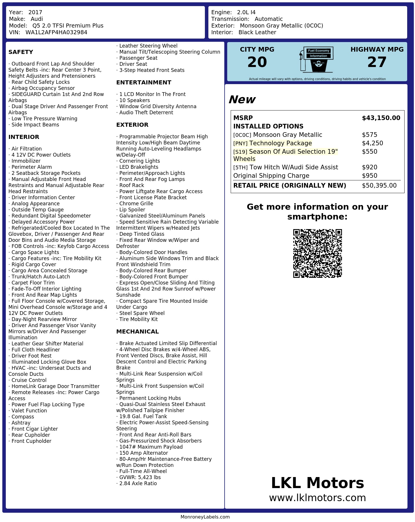 Monroney Label