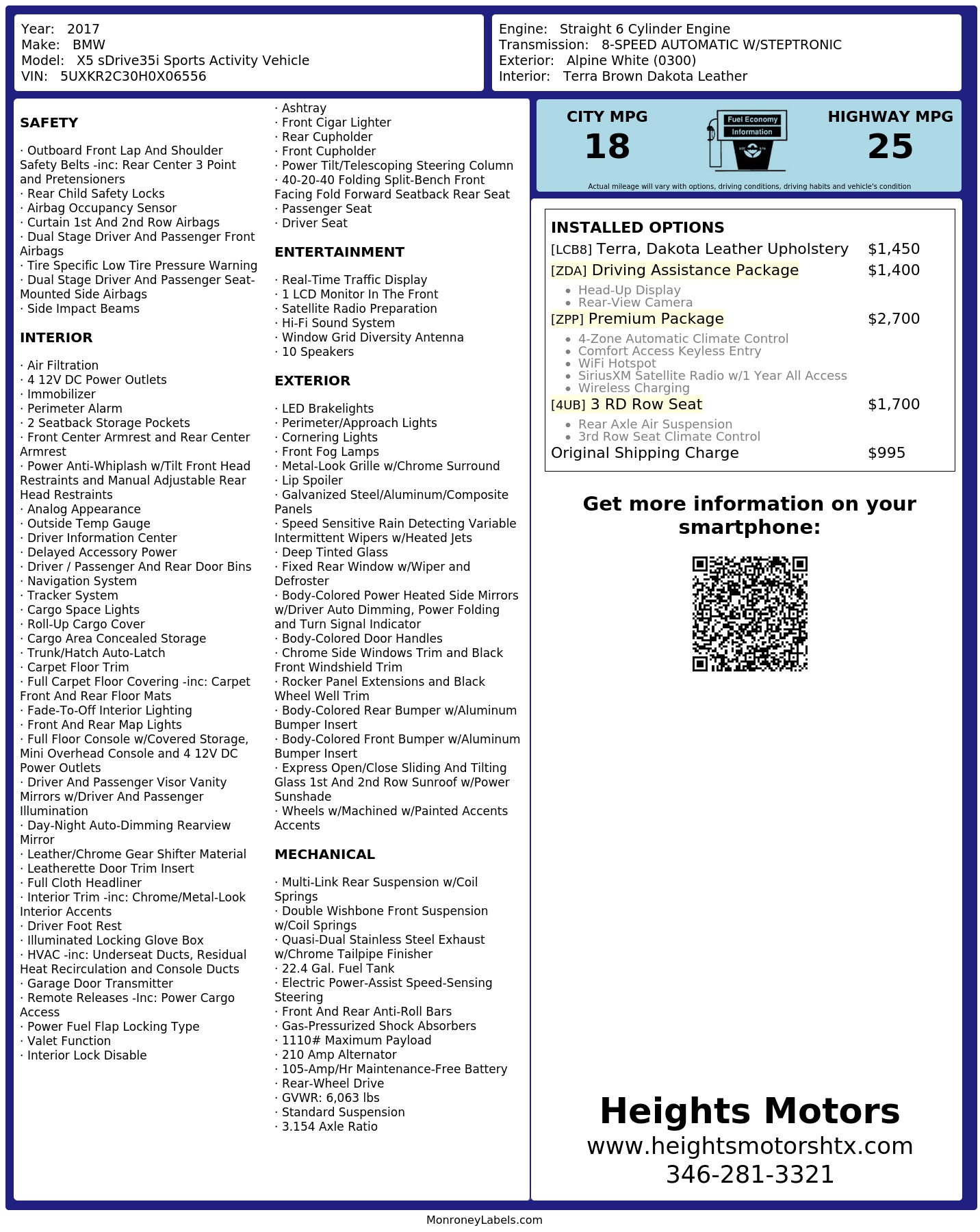 Monroney Label