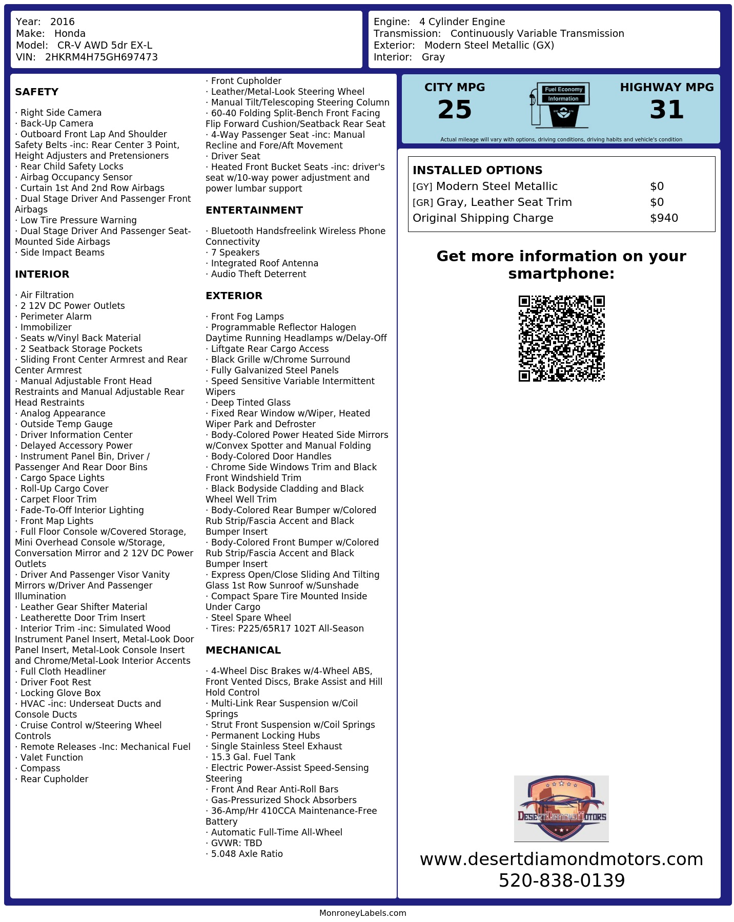 Monroney Label
