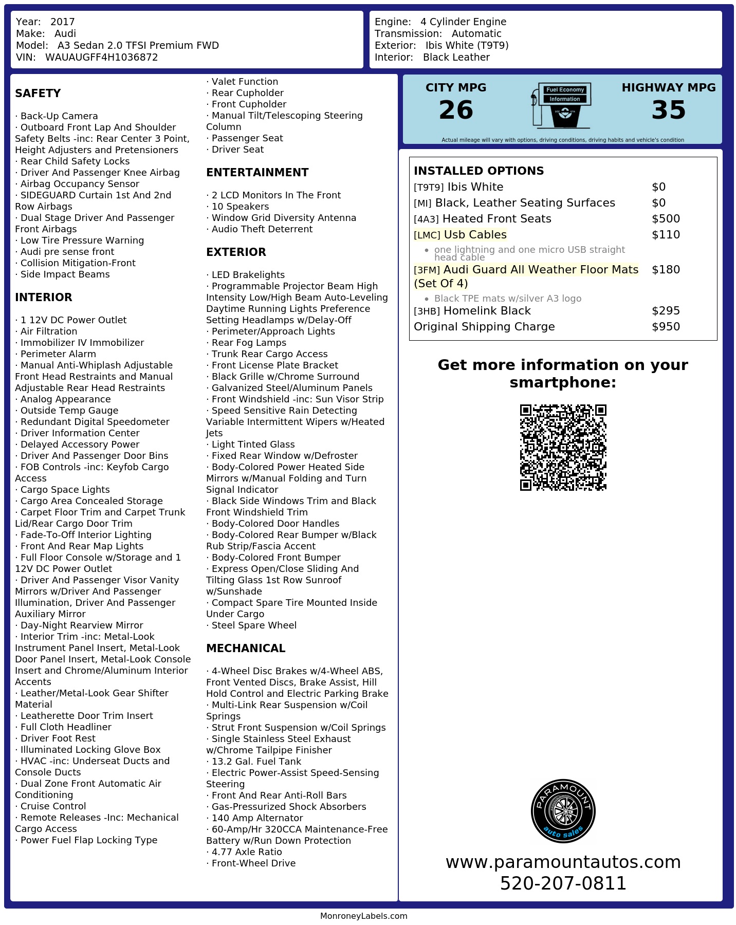 Monroney Label
