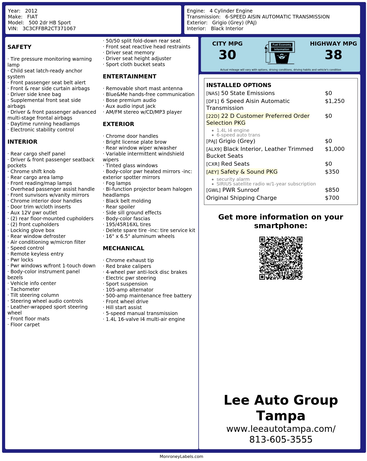 Monroney Label