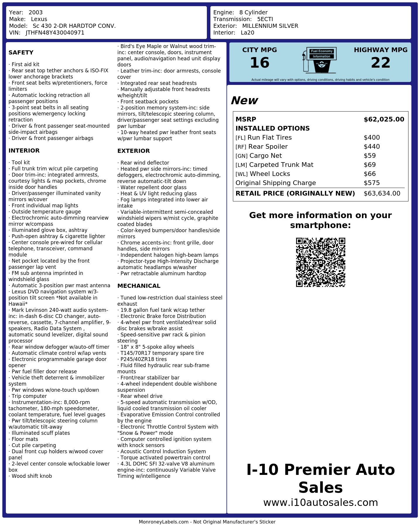 Monroney Label