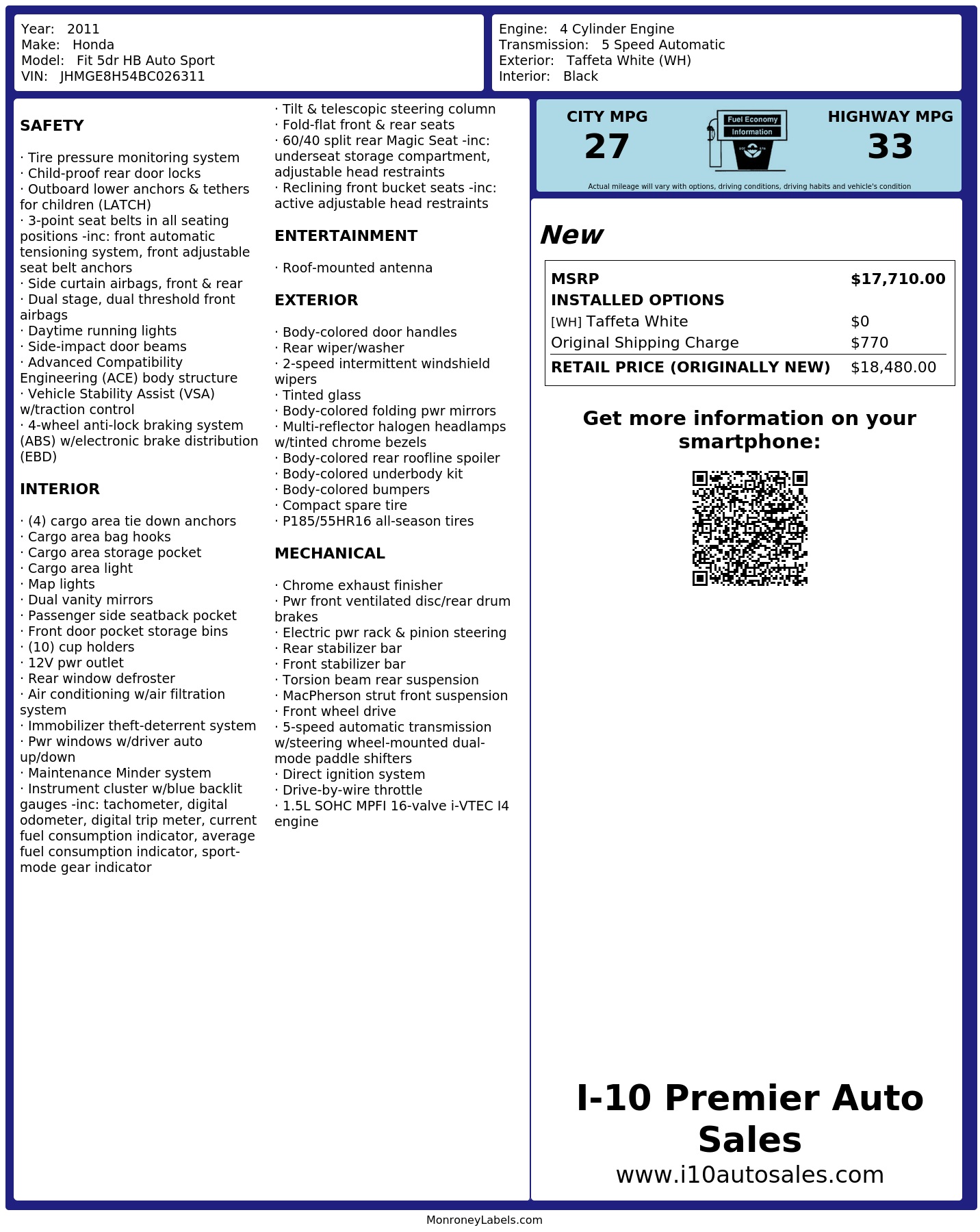 Monroney Label