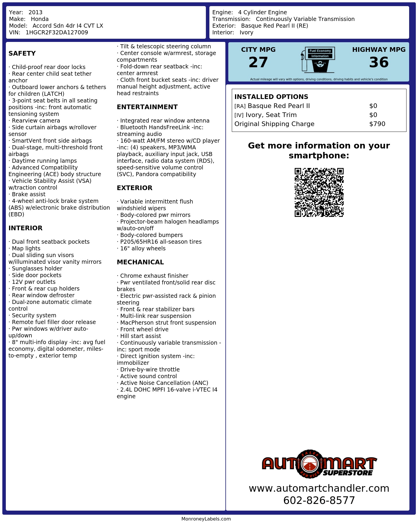 Monroney Label