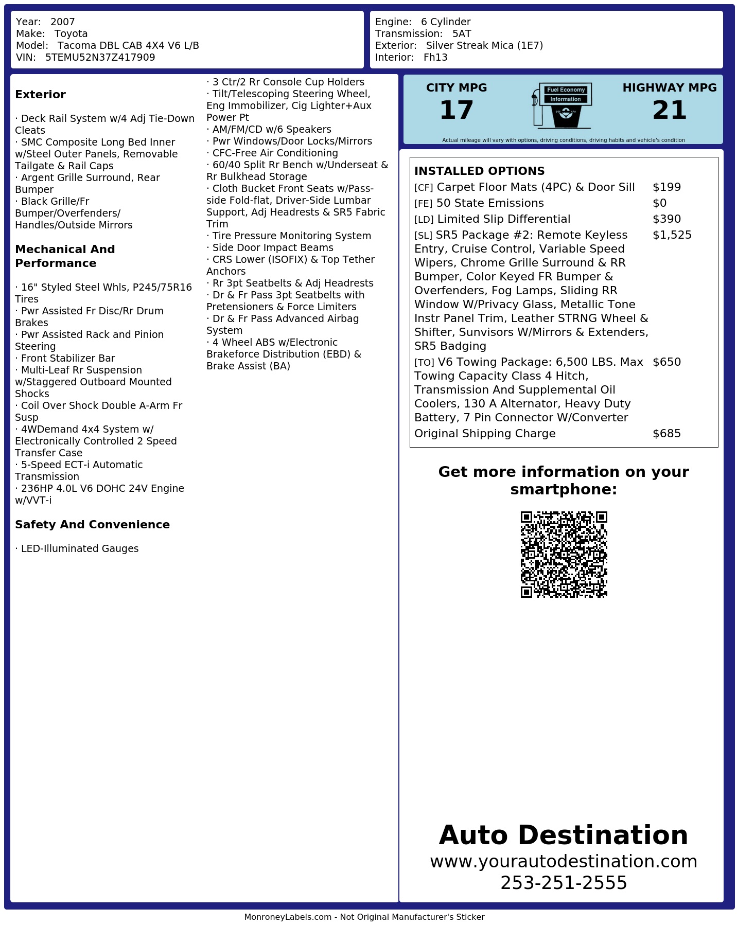 Monroney Label