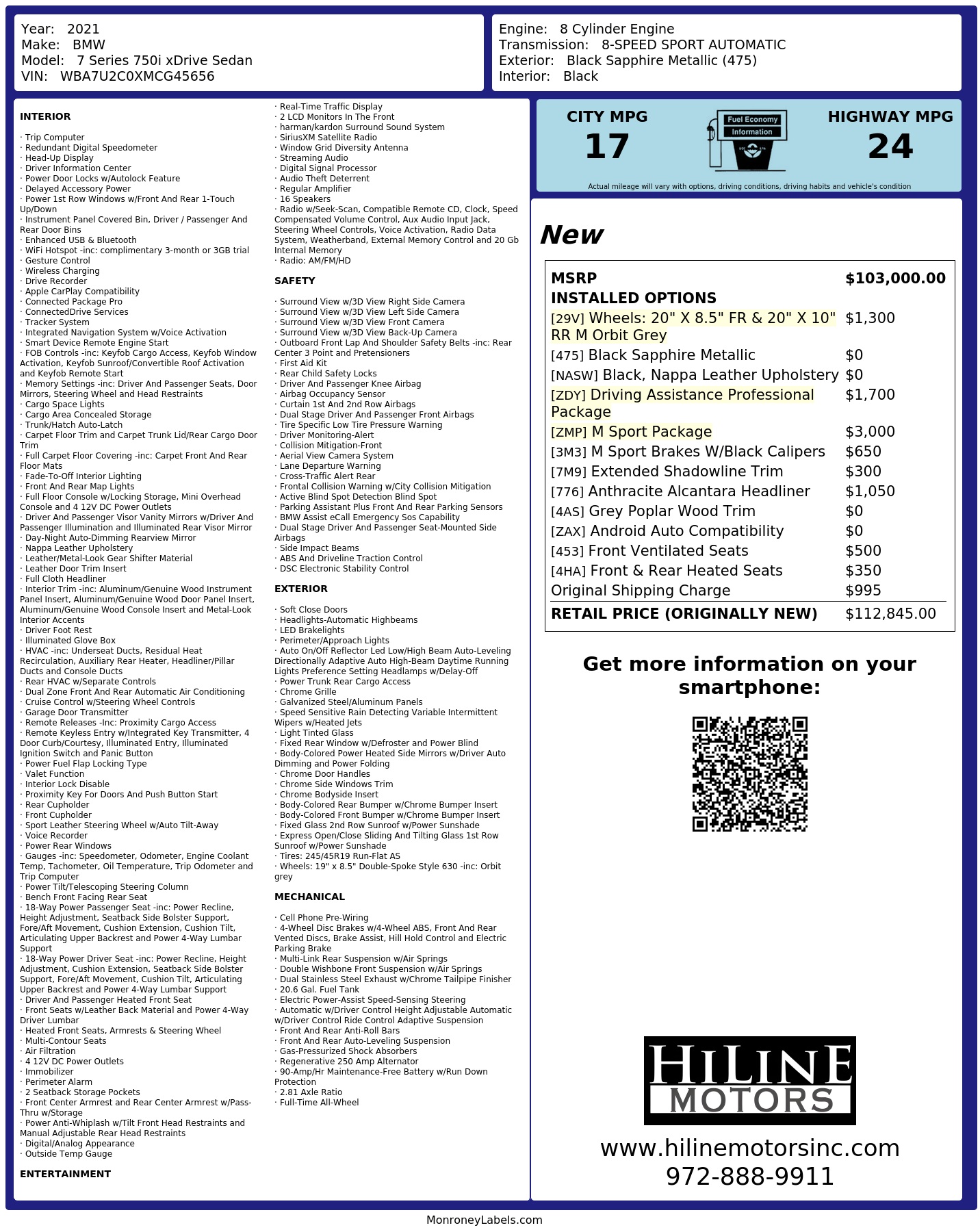 Monroney Label