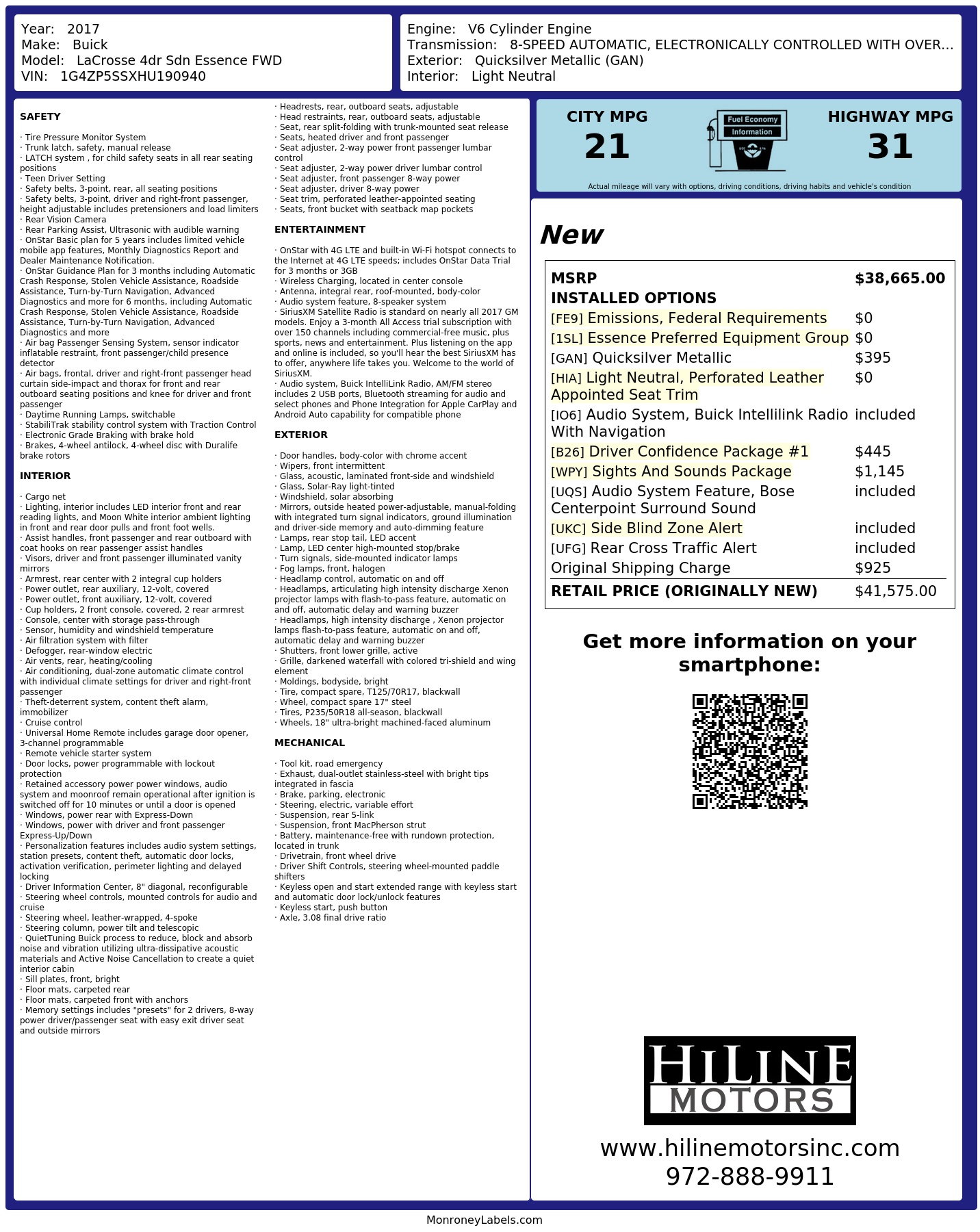 Monroney Label