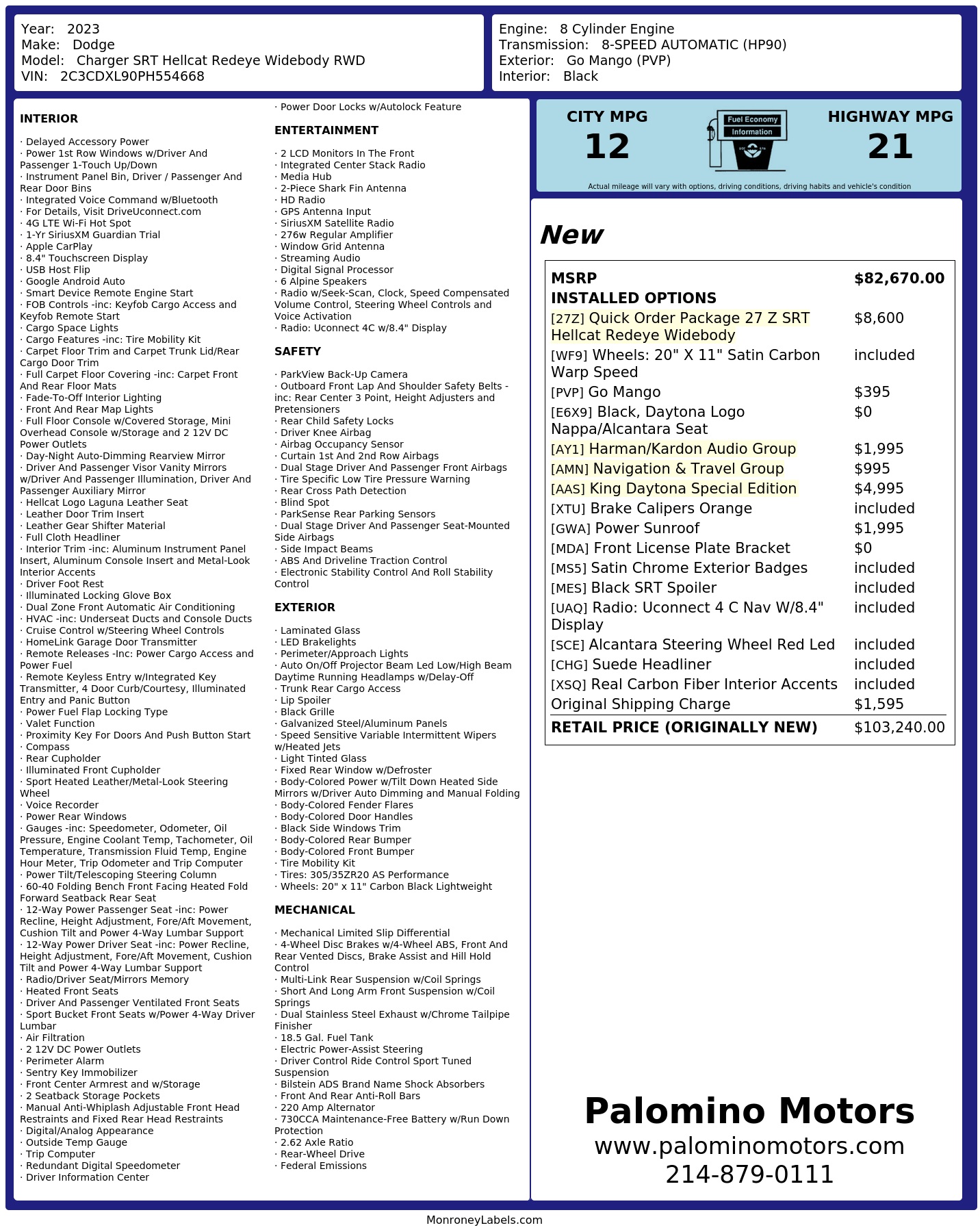 Monroney Label
