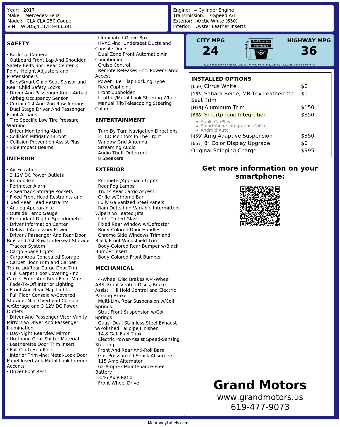 Monroney Label
