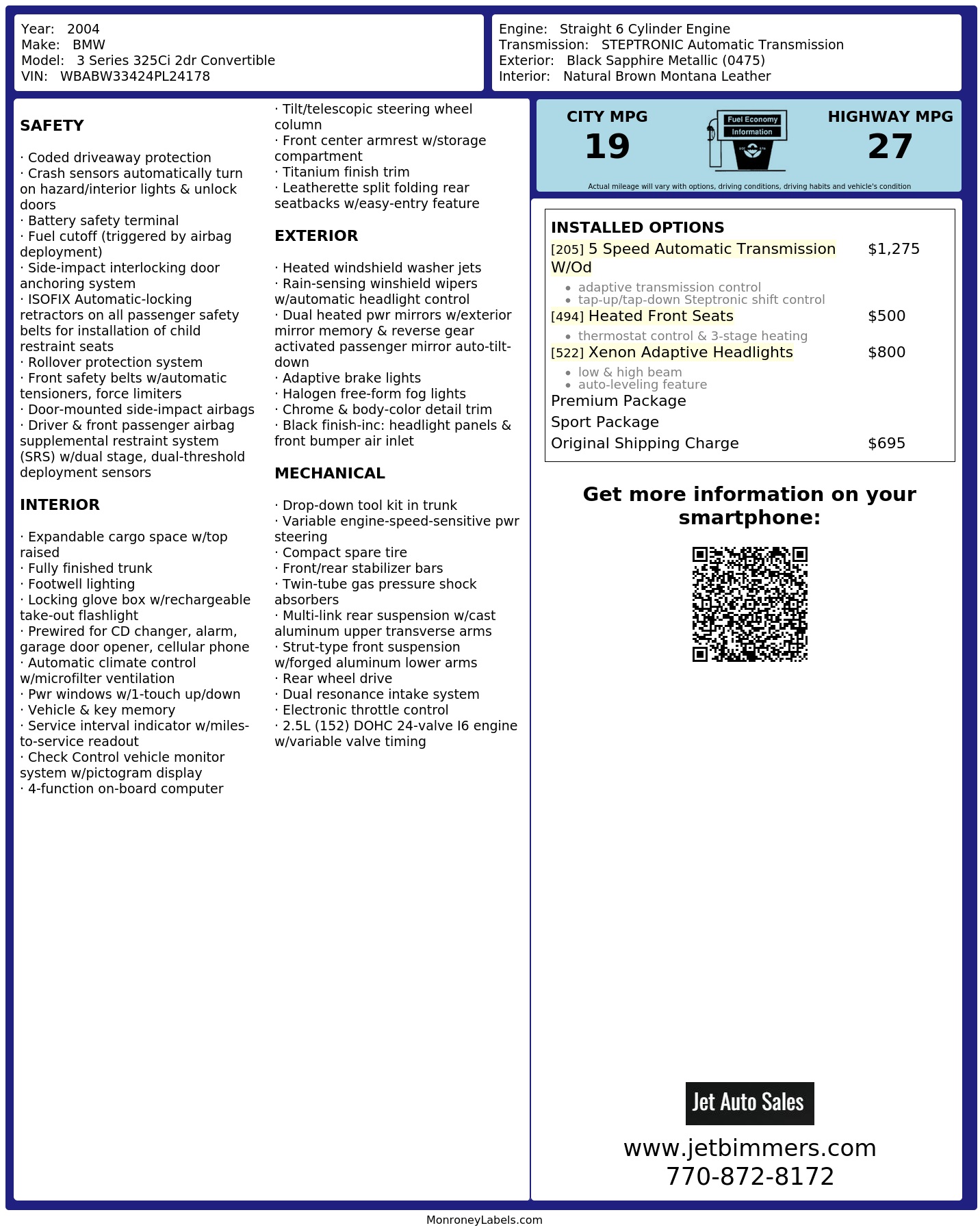 Monroney Label