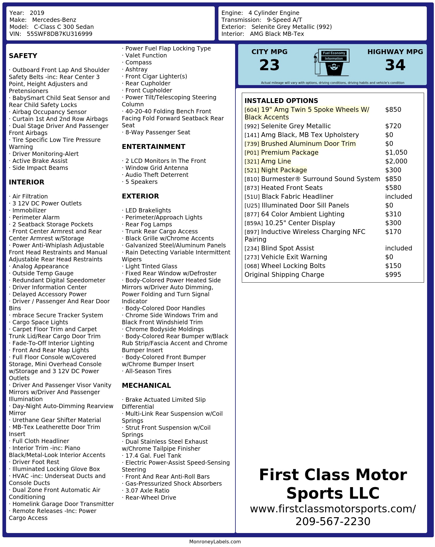 Monroney Label