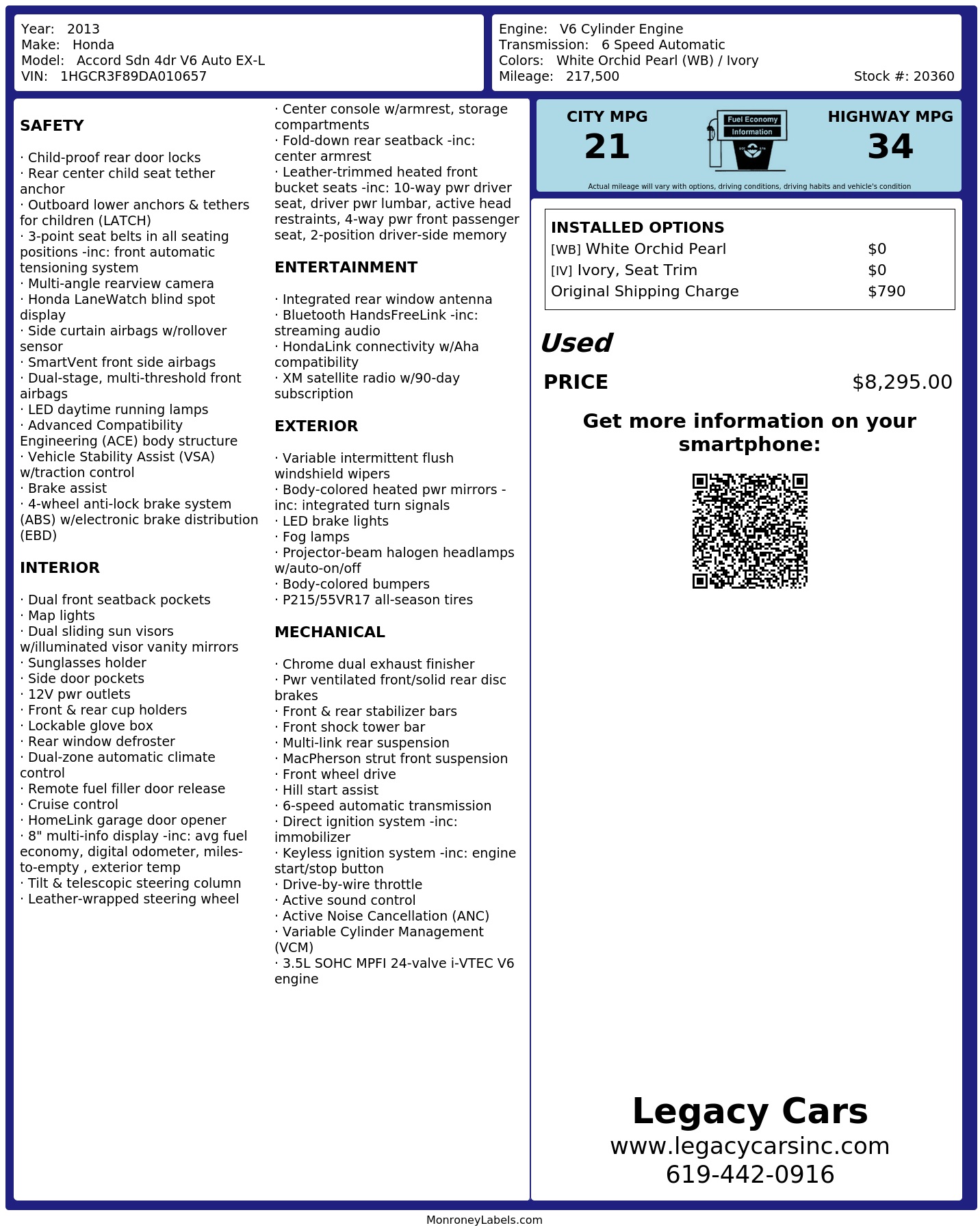 Monroney Label