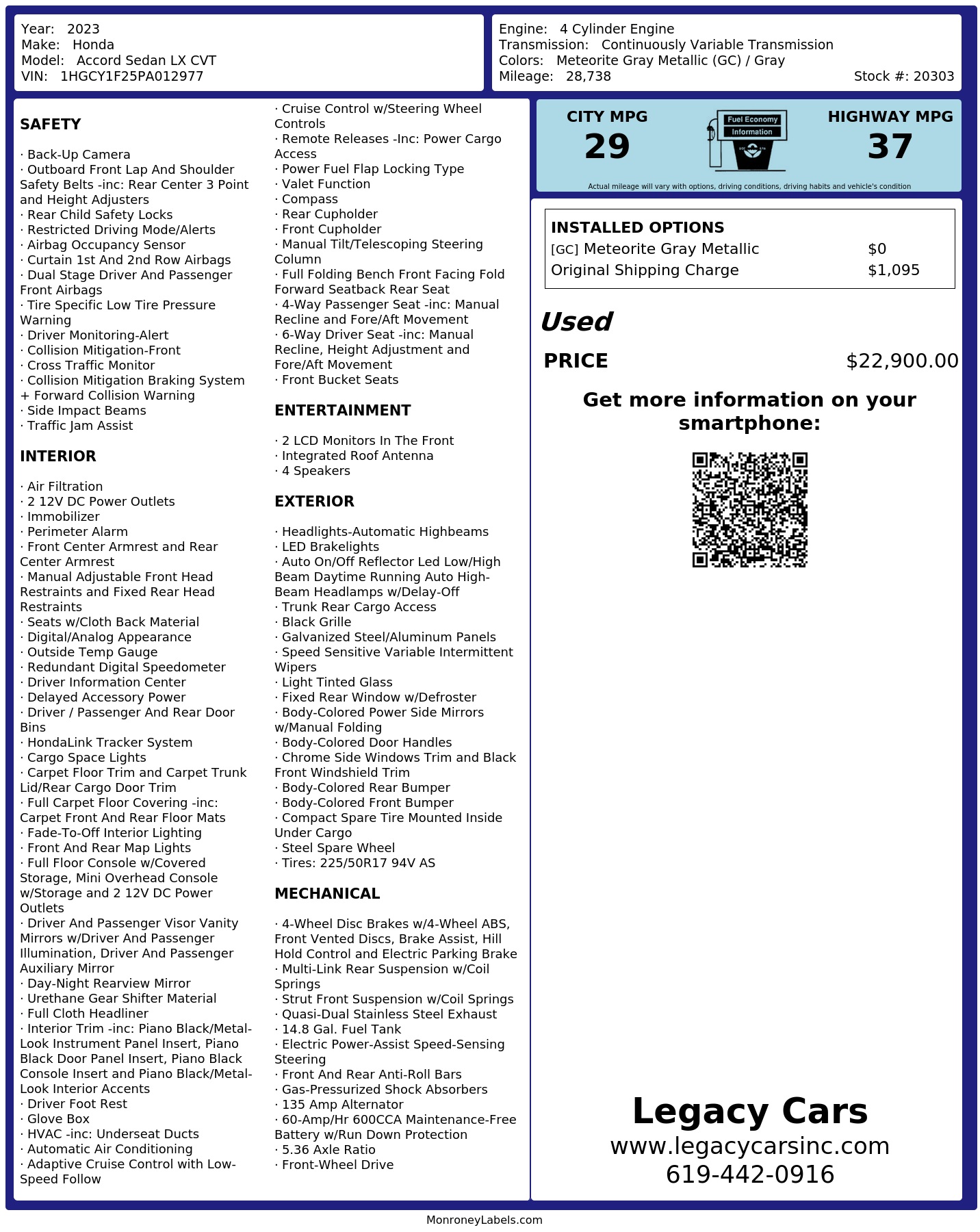 Monroney Label