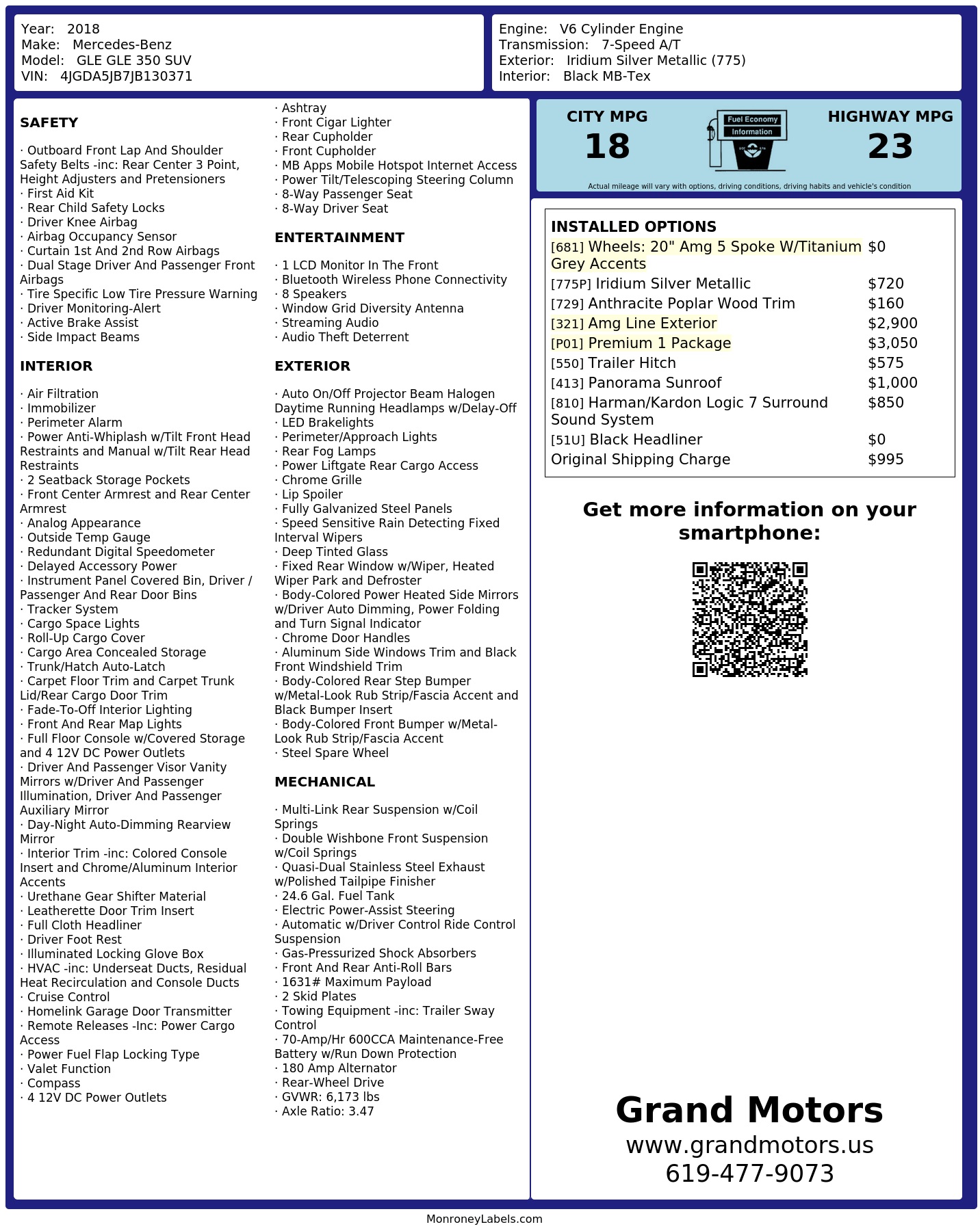 Monroney Label
