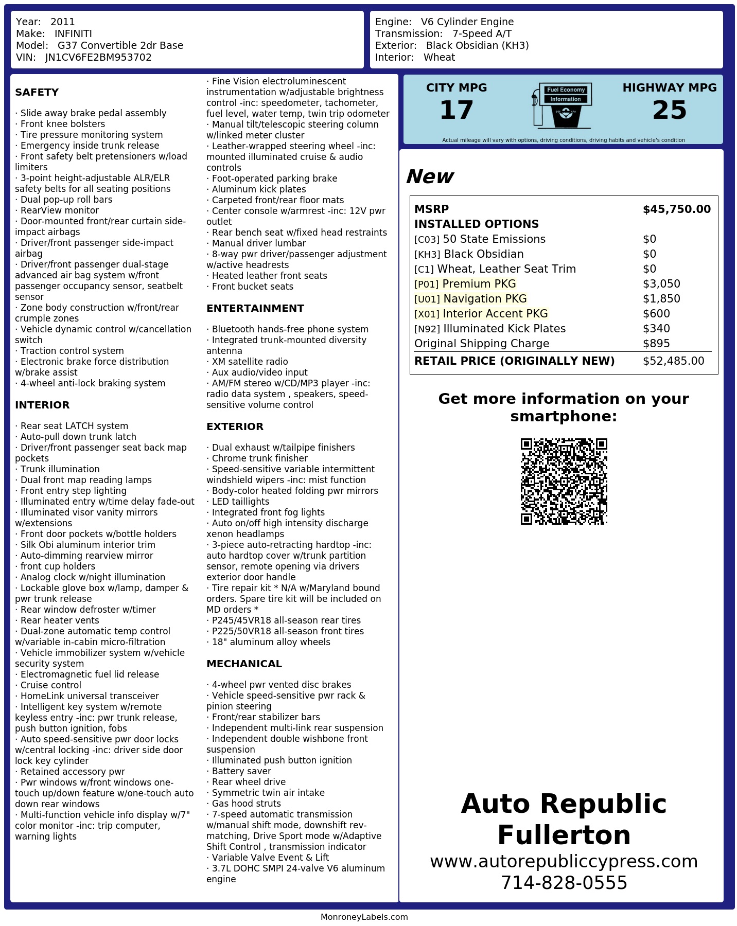 Monroney Label