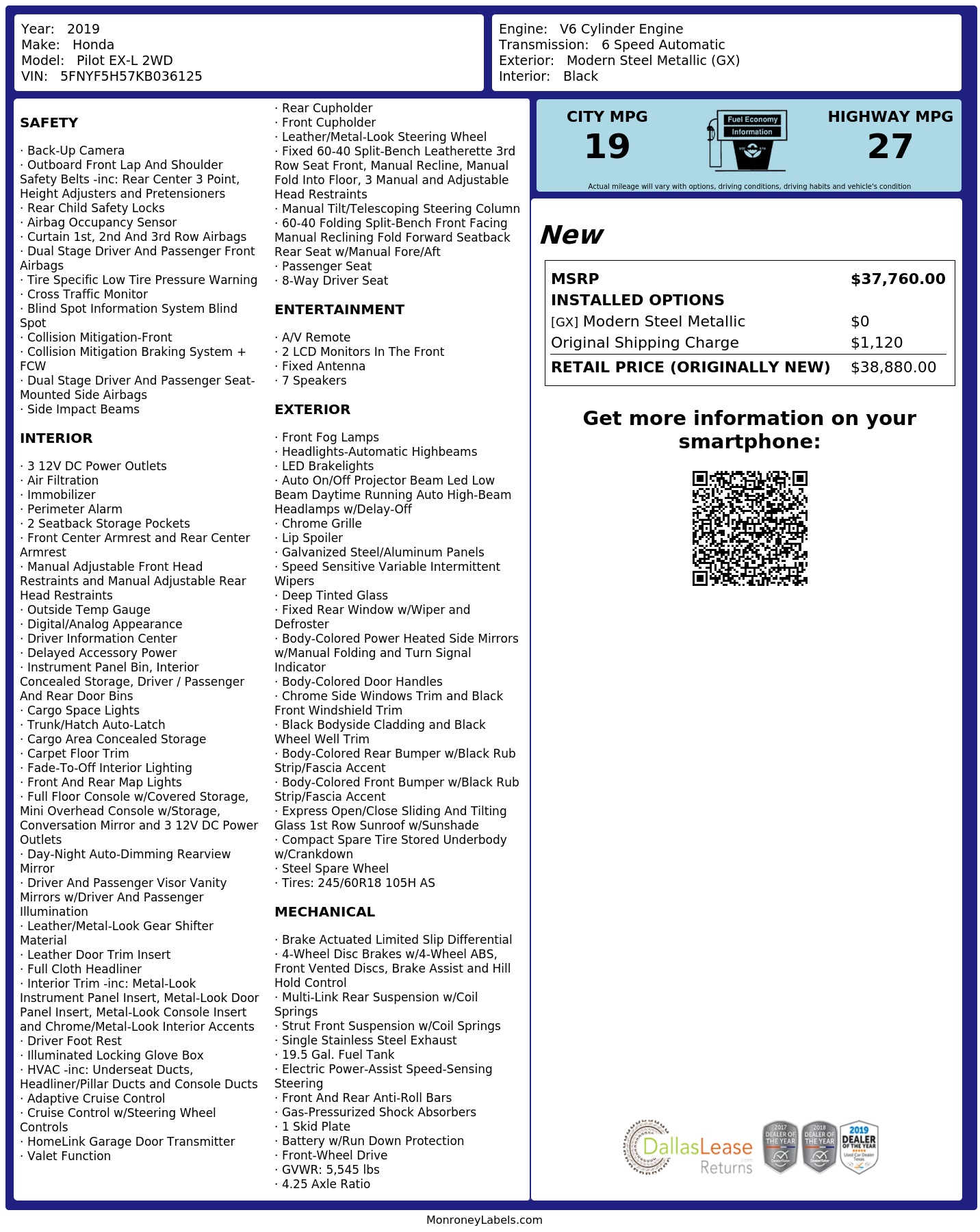 Monroney Label