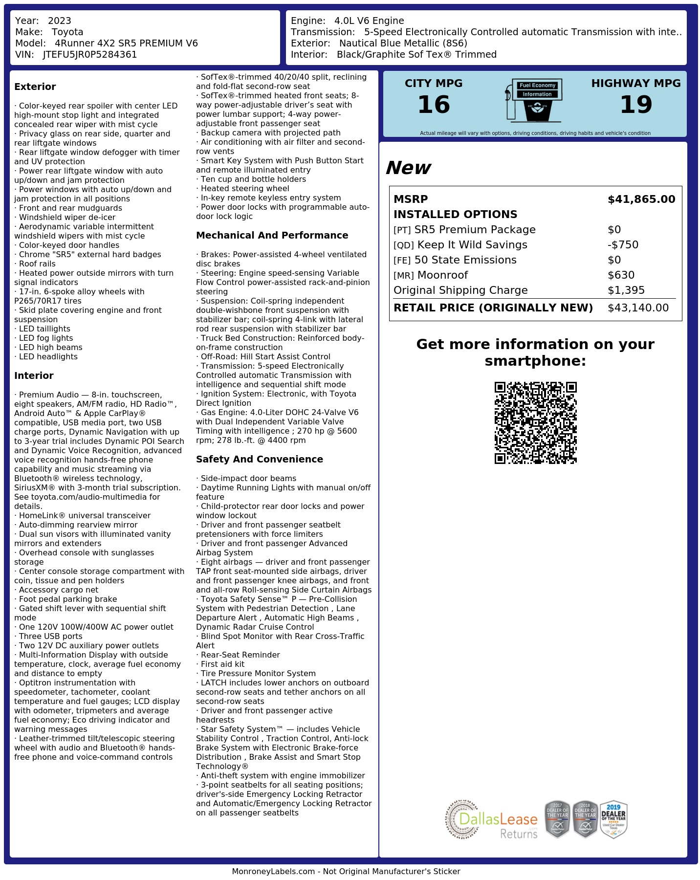 Monroney Label