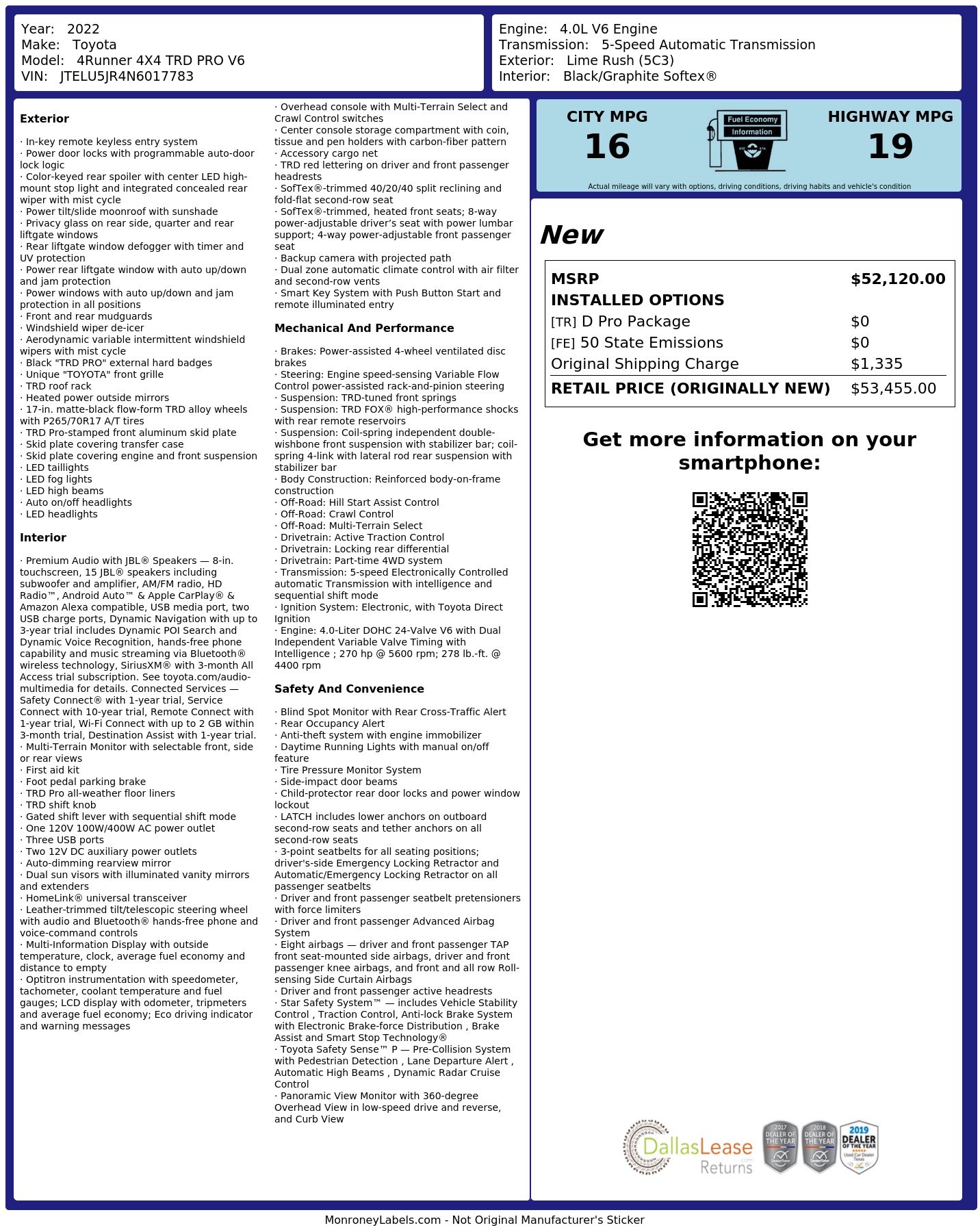 Monroney Label