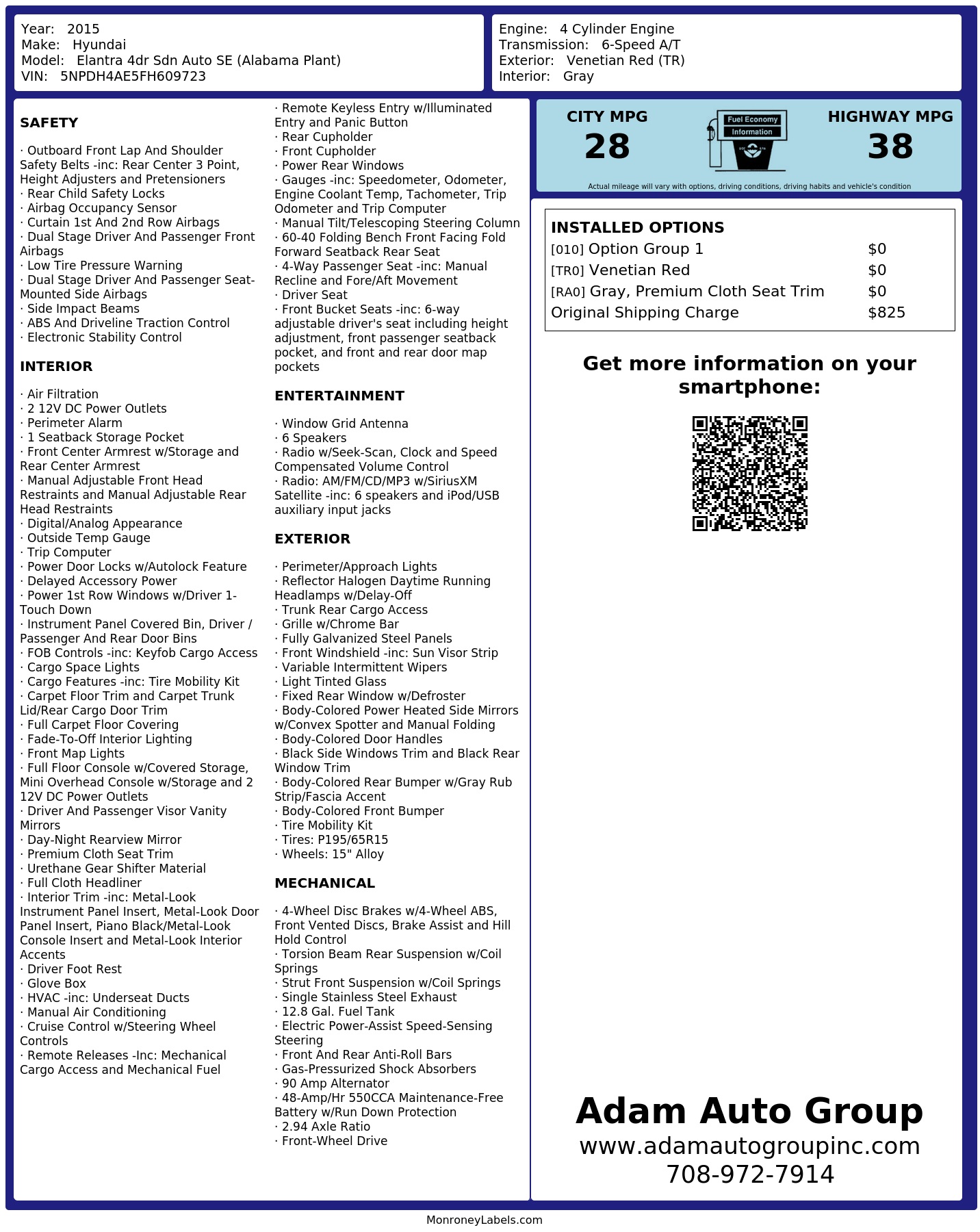 Monroney Label