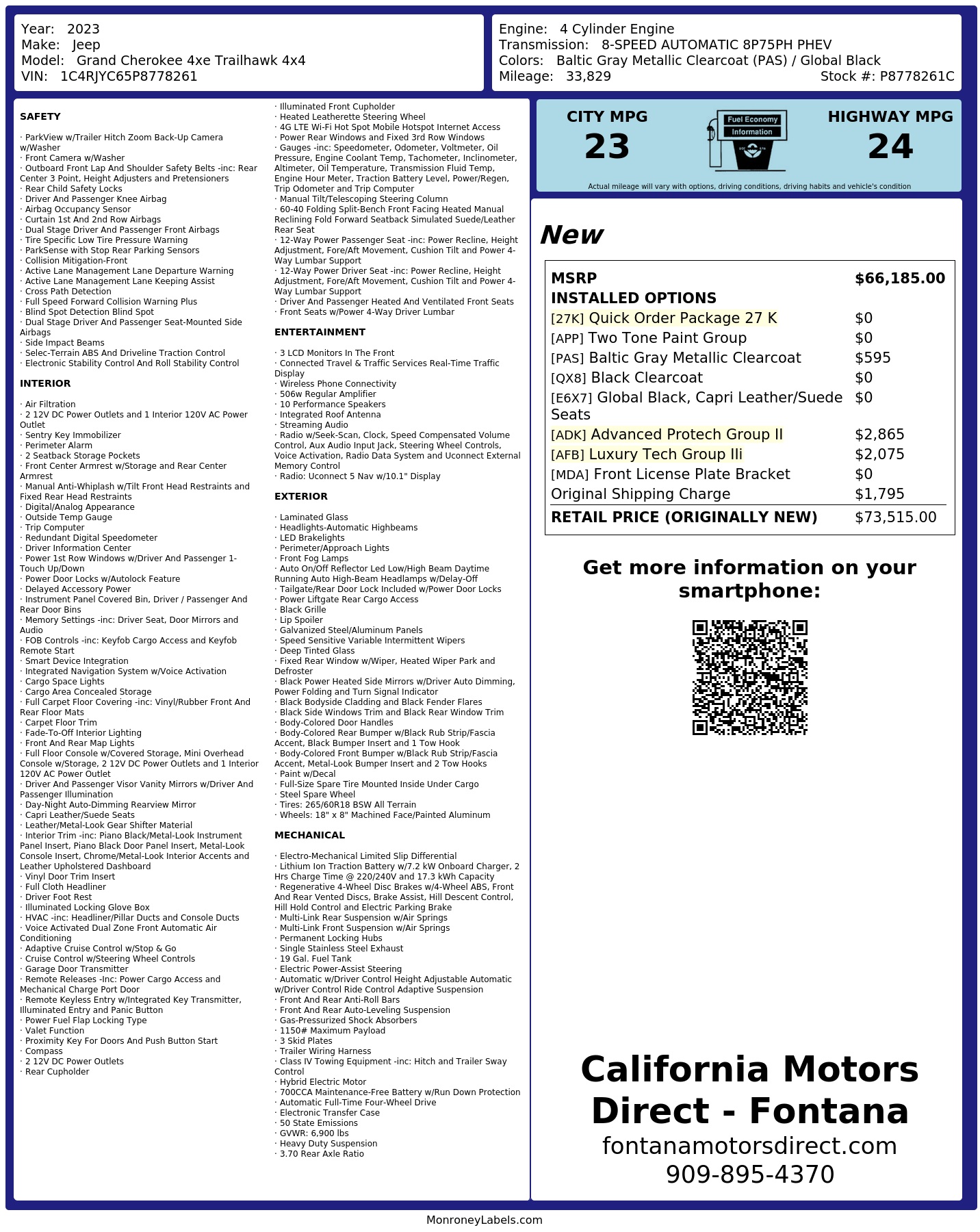 Monroney Label