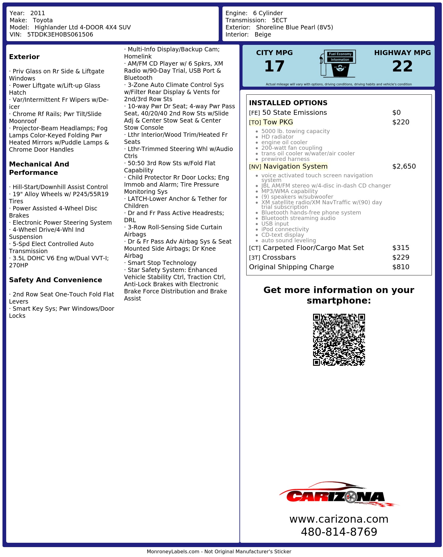 Monroney Label