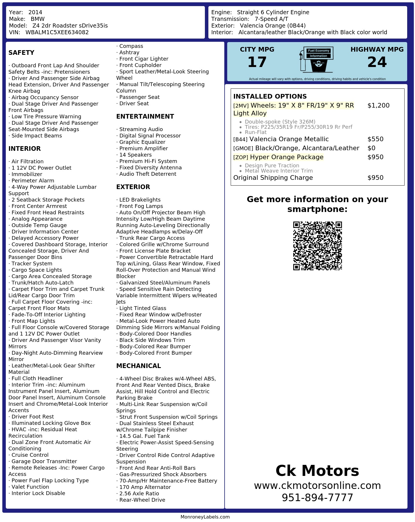 Monroney Label