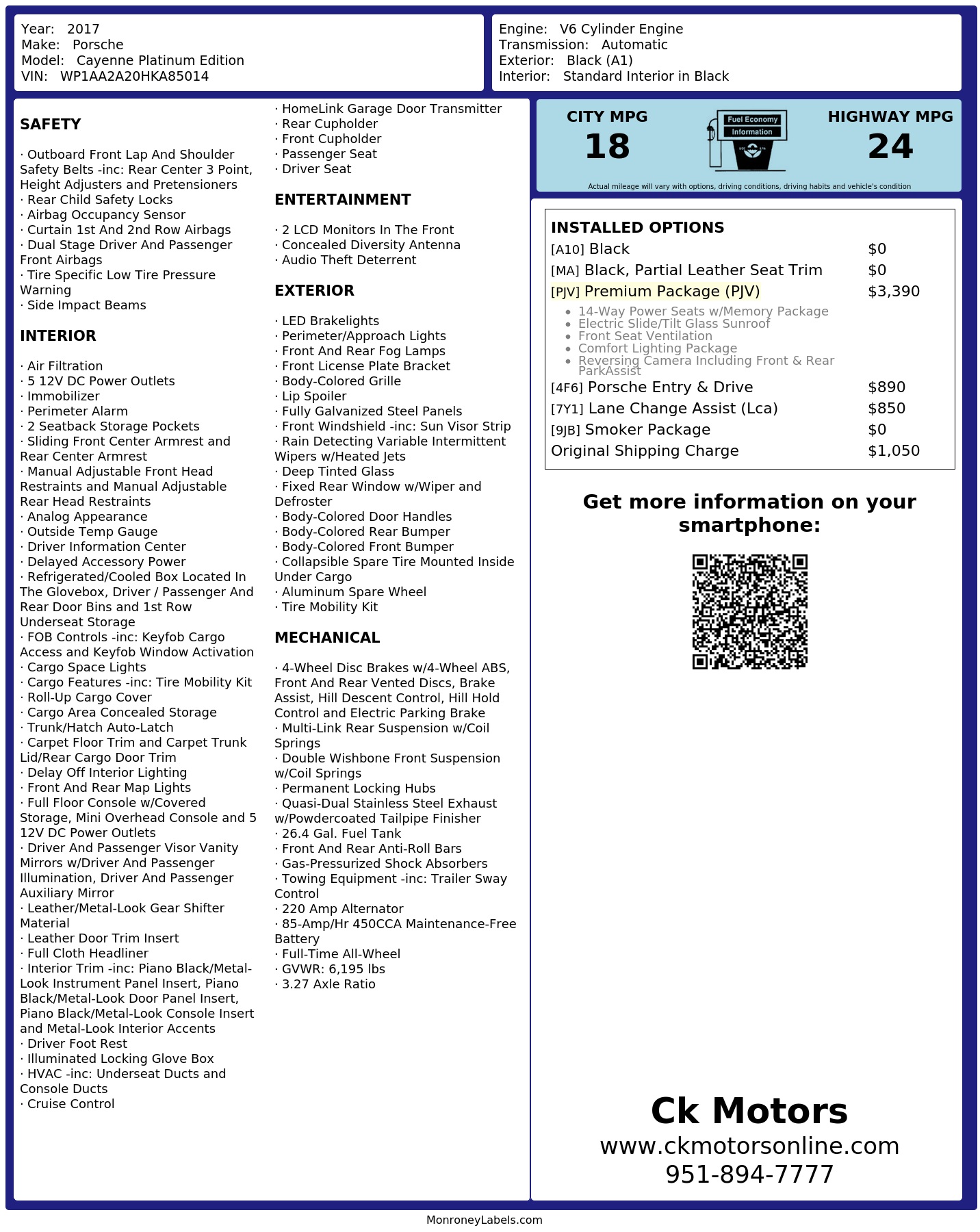 Monroney Label