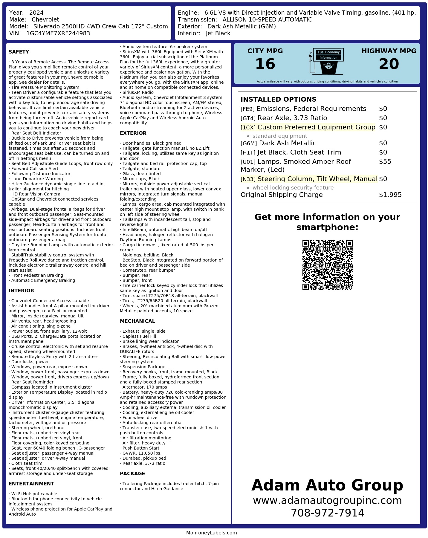 Monroney Label