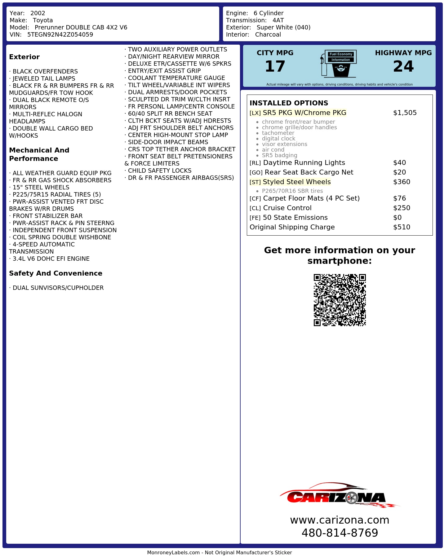 Monroney Label