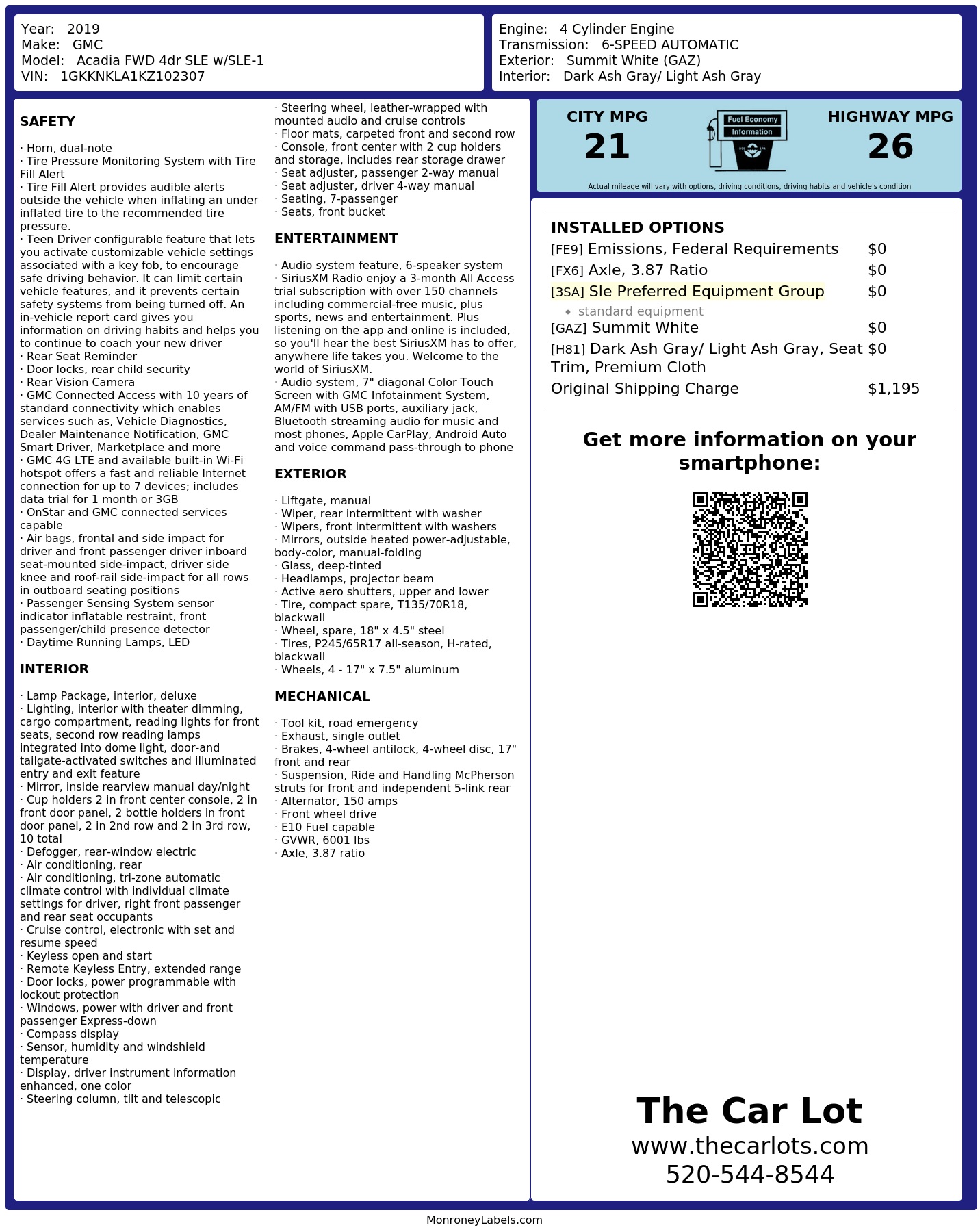Monroney Label