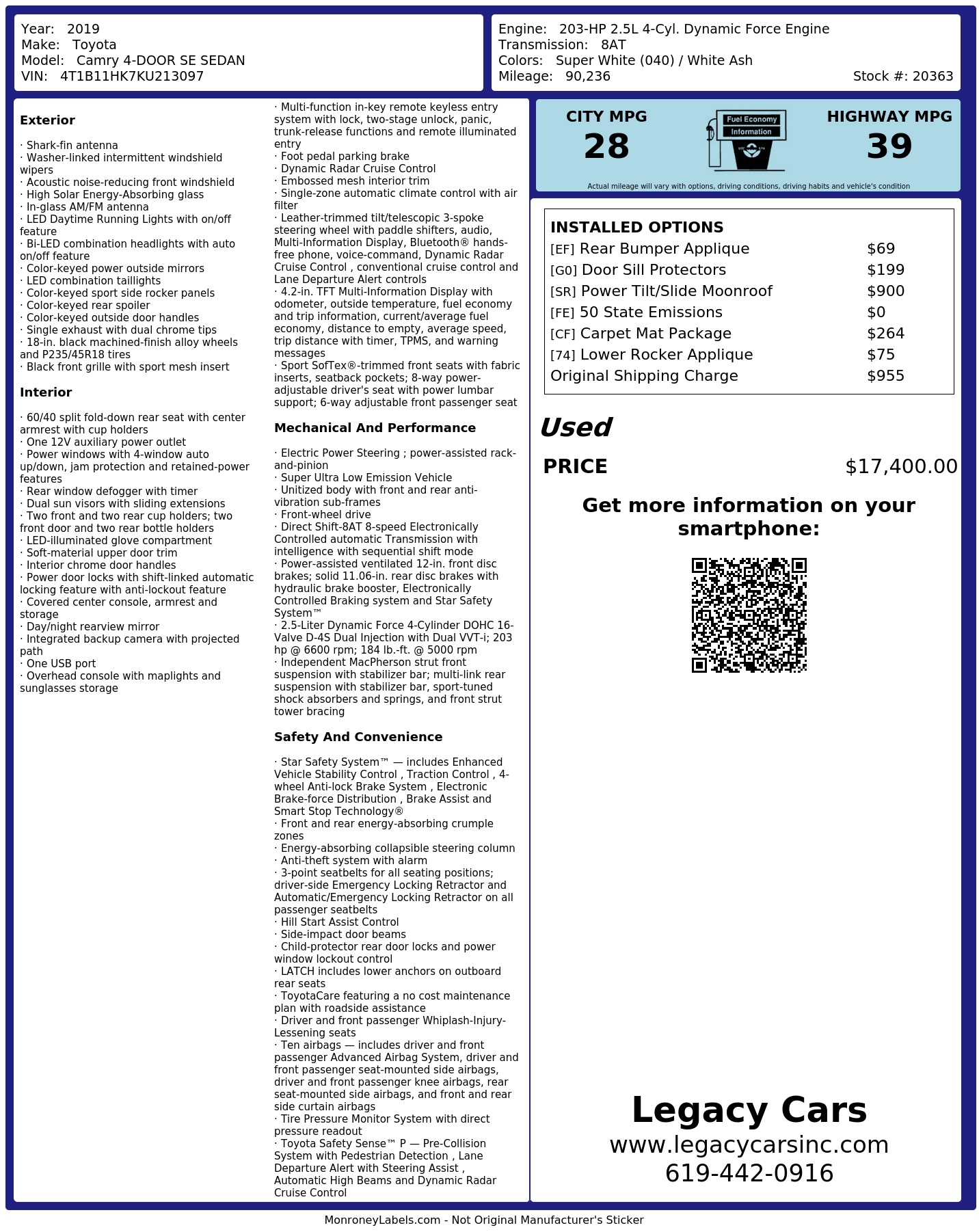 Monroney Label