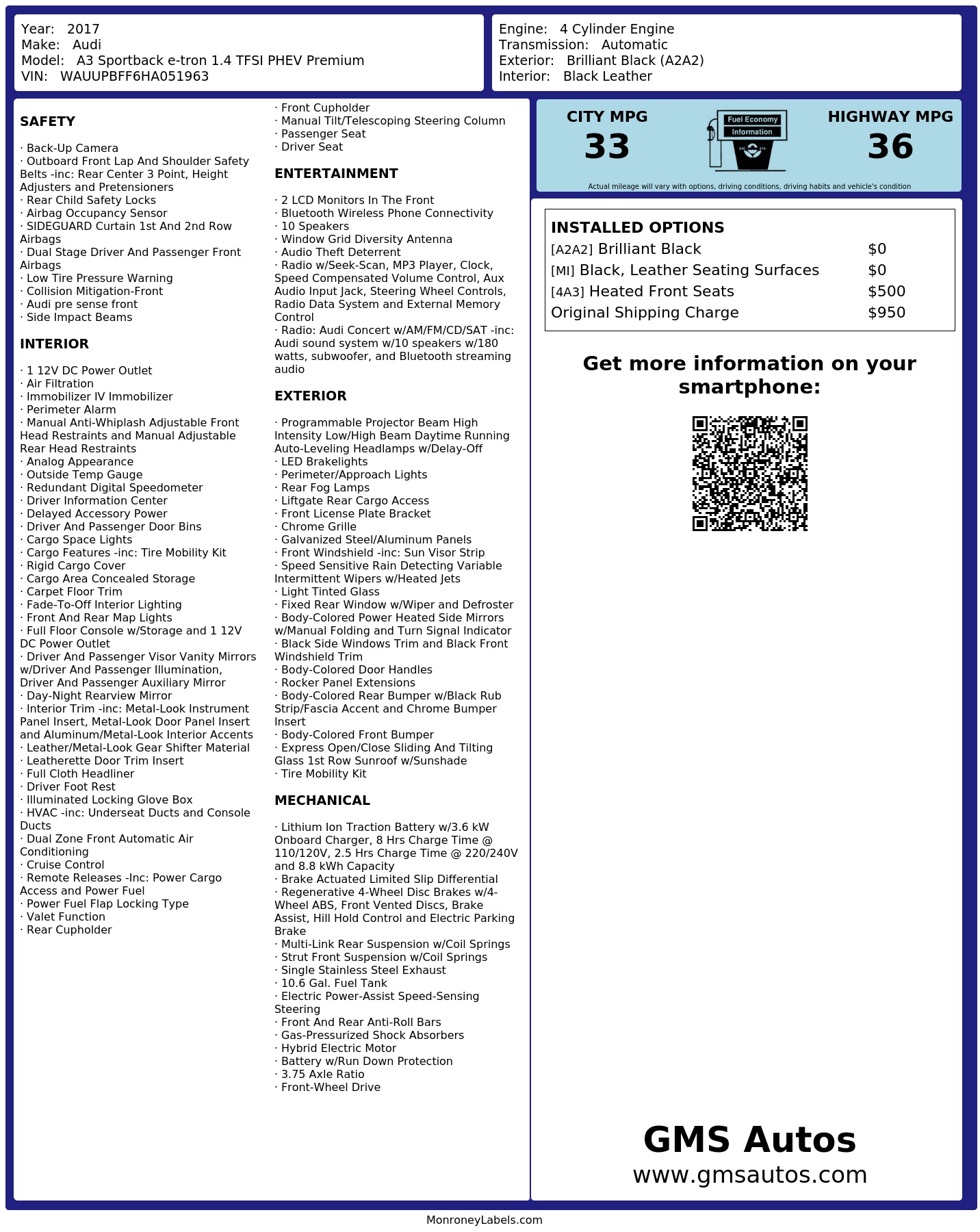 Monroney Label