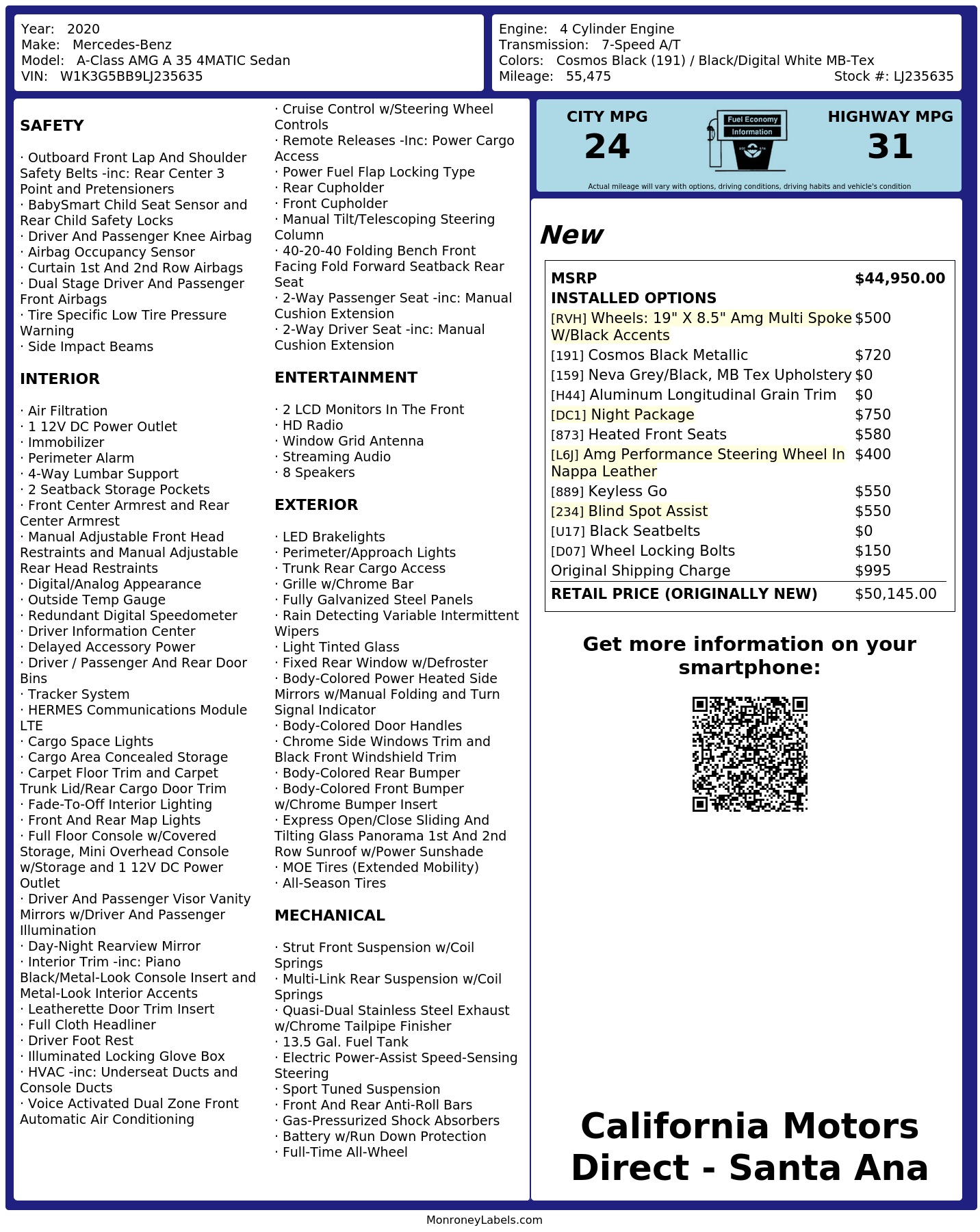 Monroney Label