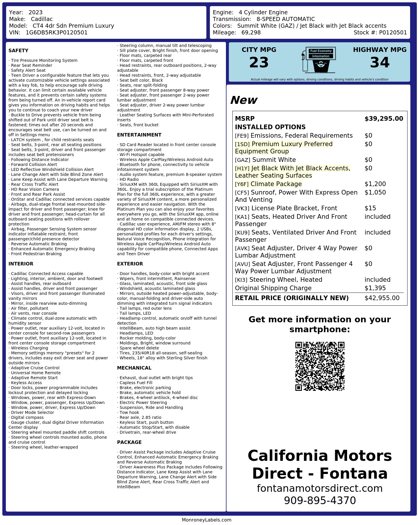Monroney Label