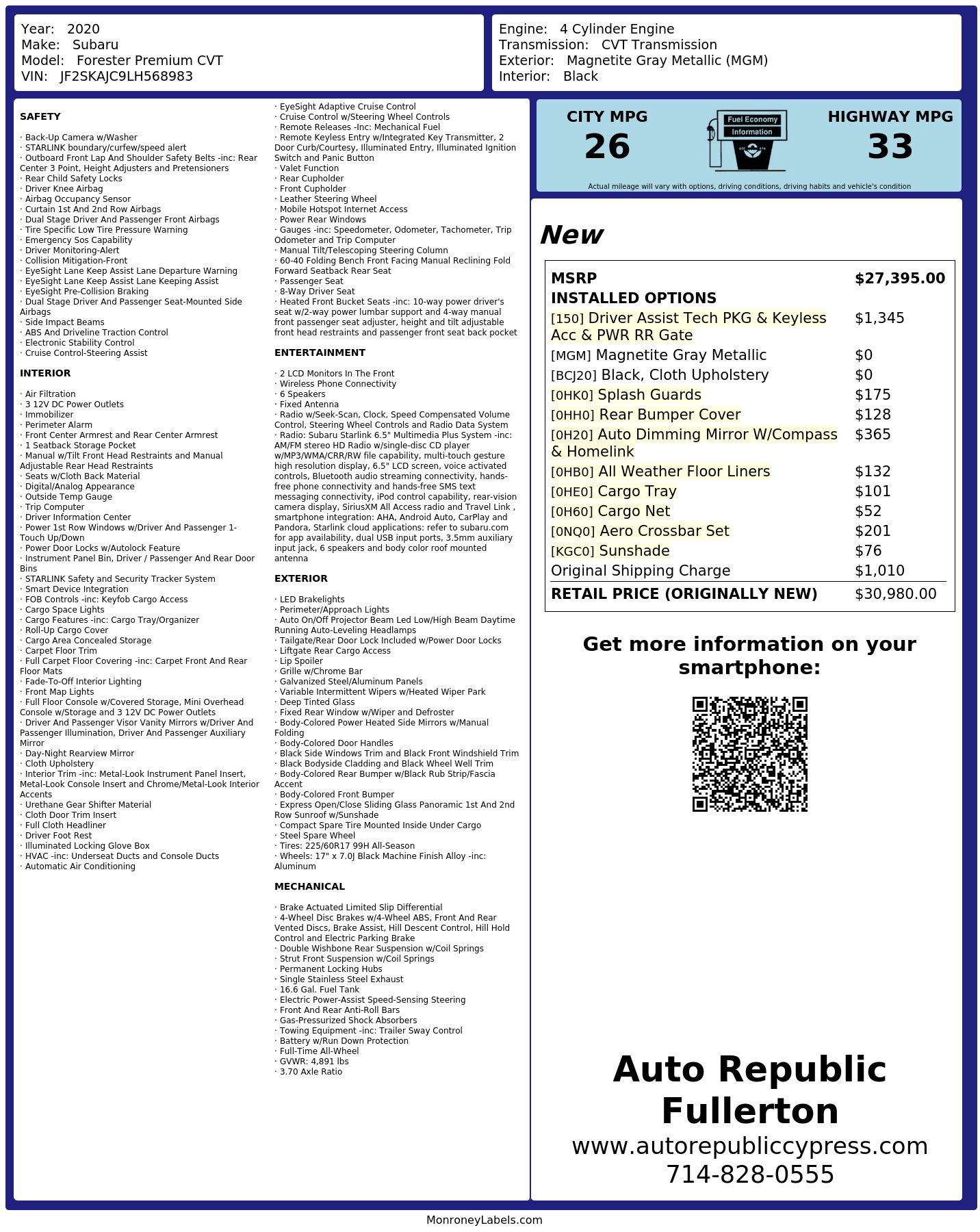 Monroney Label