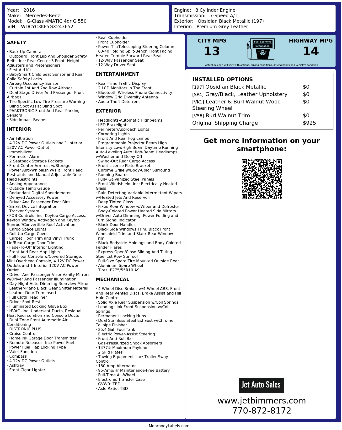 Monroney Label