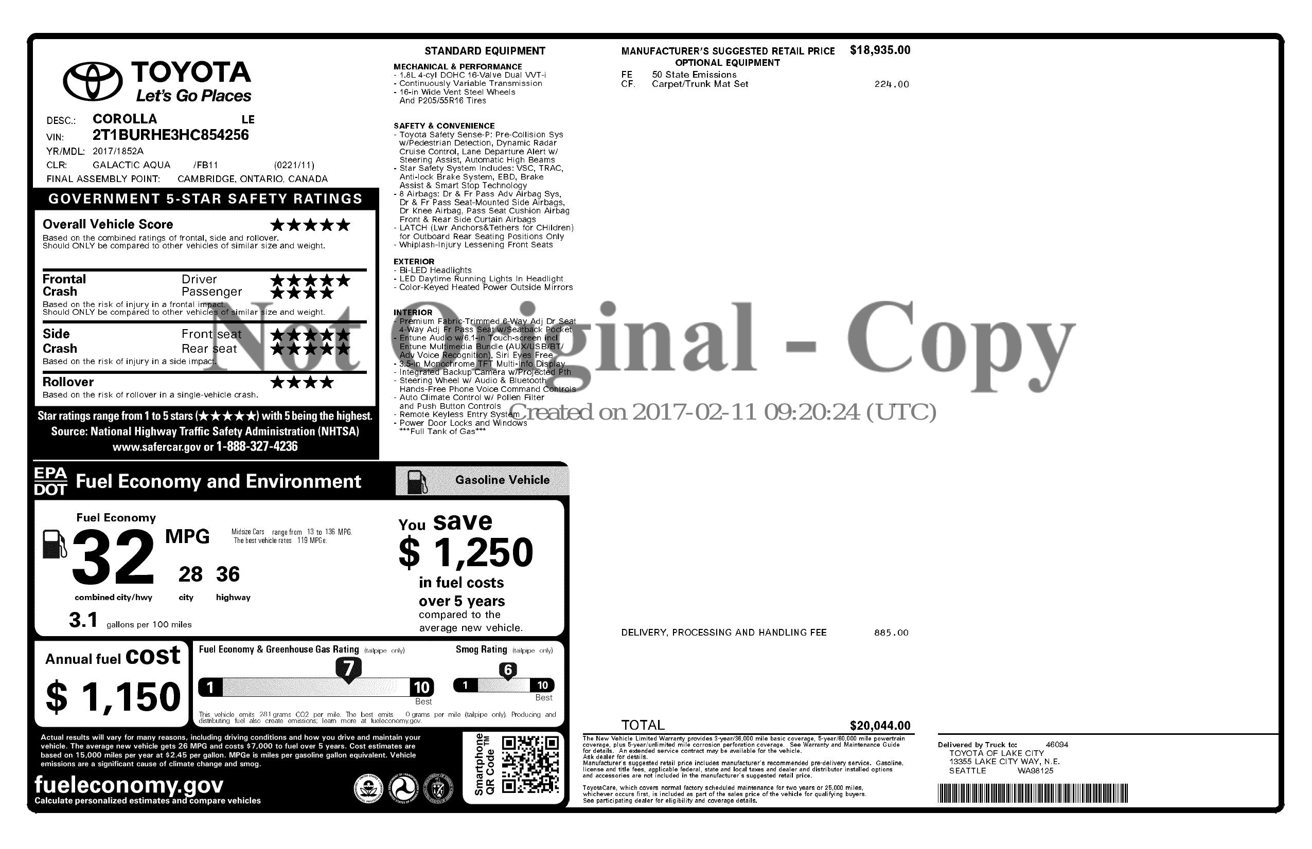 Monroney Label